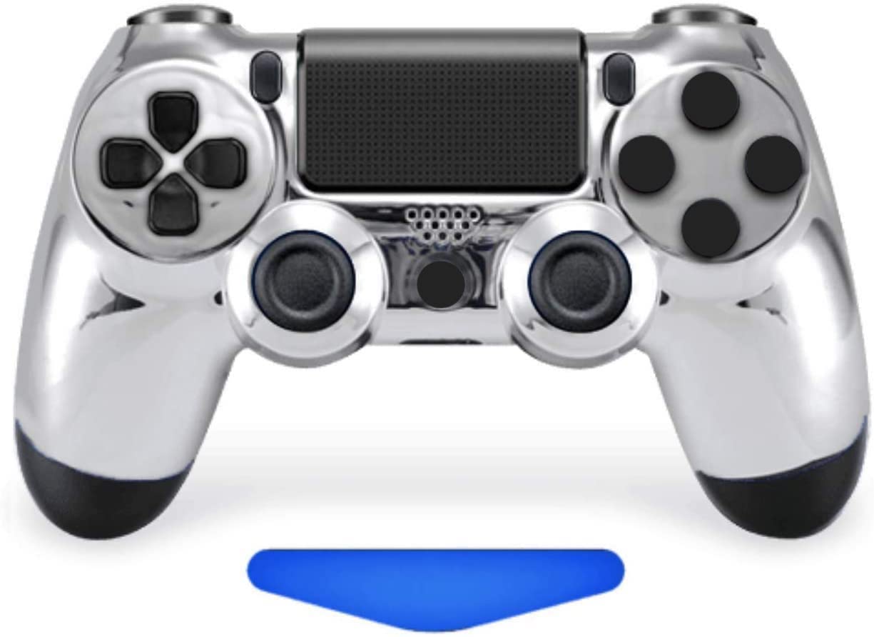 Custom Chrome Silver Face UN-MODDED PS4 Controller - Exclusive Unique Design for Gaming, Streaming & Competitive Play