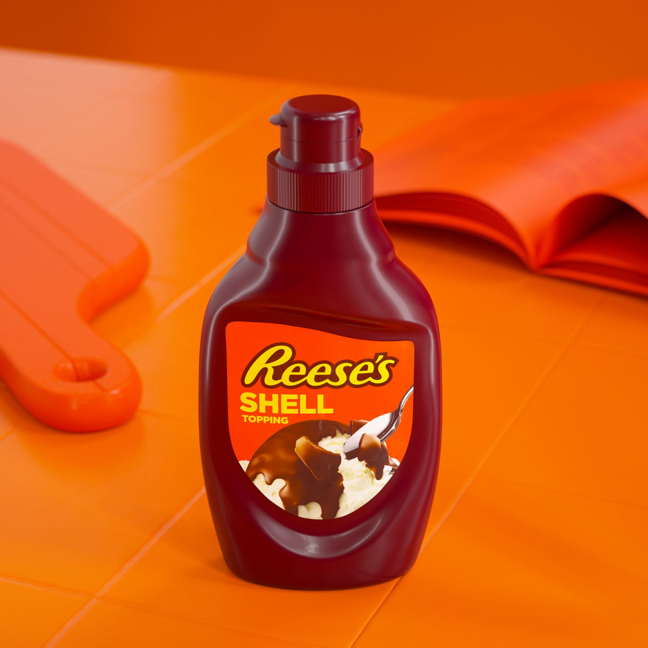 Reese's Chocolate Peanut Butter Shell Topping Bottle 7.25 oz - Perfect for Ice Cream, Desserts, and Baking | Rich Peanut Butter Flavor