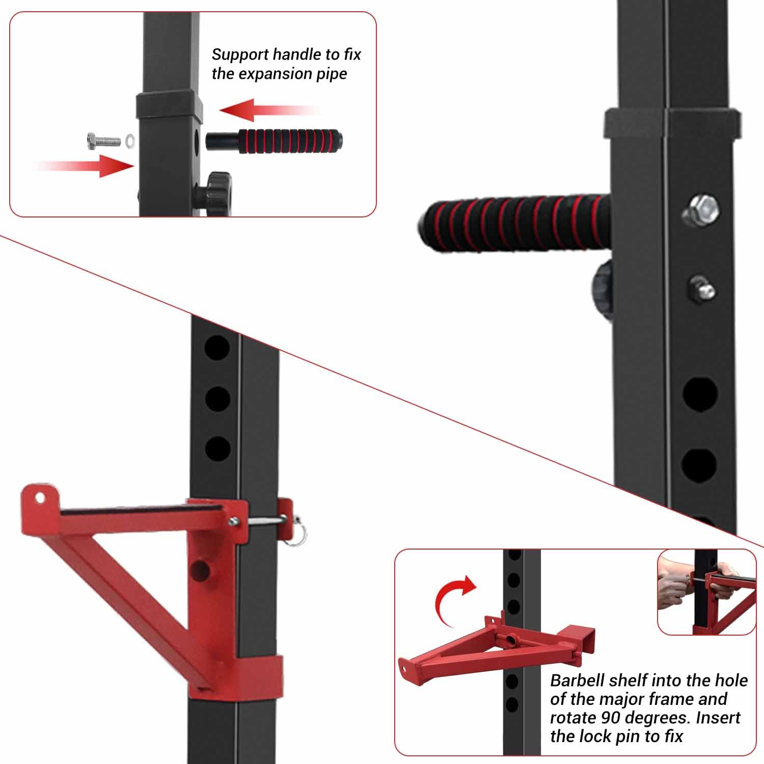 CANPA Adjustable Squat Rack with Dip Station - 600Lbs Capacity Multi-Function Power Cage for Home Gym Strength Training | Perfect for Weightlifting, CrossFit & Full-Body Workouts