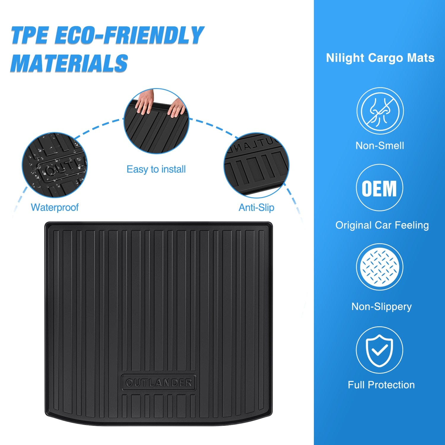 2022-2025 Mitsubishi Outlander All-Weather Cargo Liner | Heavy Duty Trunk Mat | Non-Slip Protection for SUV | Perfect for Road Trips, Camping & Daily Use (Excludes PHEV & Sport Models)