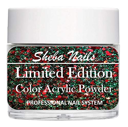 SHEBA Premium Acrylic Glitter Powder for Nails - 1OZ (28g) - HOLLY Collection - Perfect for Nail Art, Manicures, Pedicures & DIY Nail Designs