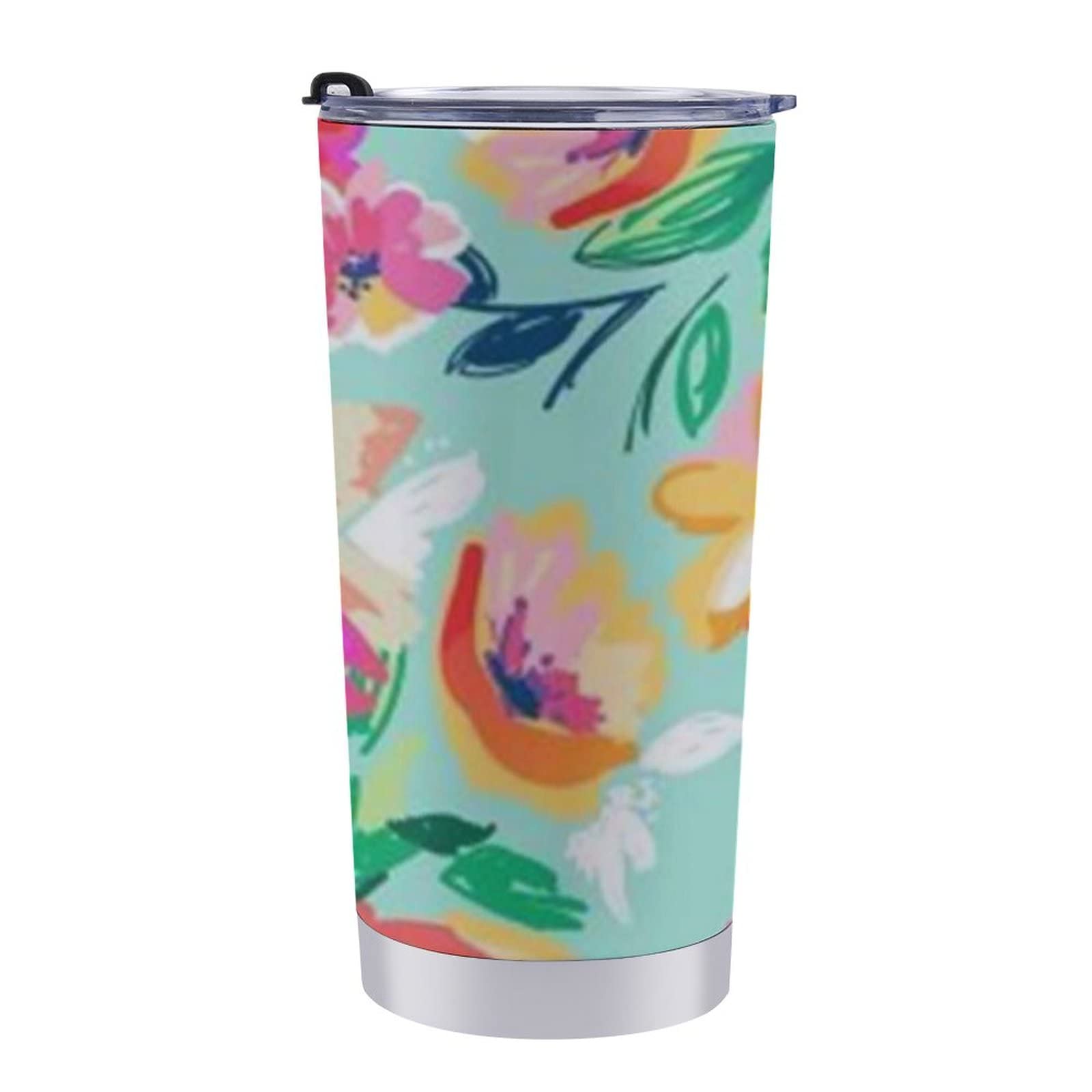 Premium Insulated Stainless Steel Coffee Tumbler - 18oz Vacuum Sealed Travel Mug with Leakproof Lid & Bright Floral Design - Keeps Drinks Hot/Cold for Hours - Perfect for Office, Commuting, Hiking & Outdoor Adventures