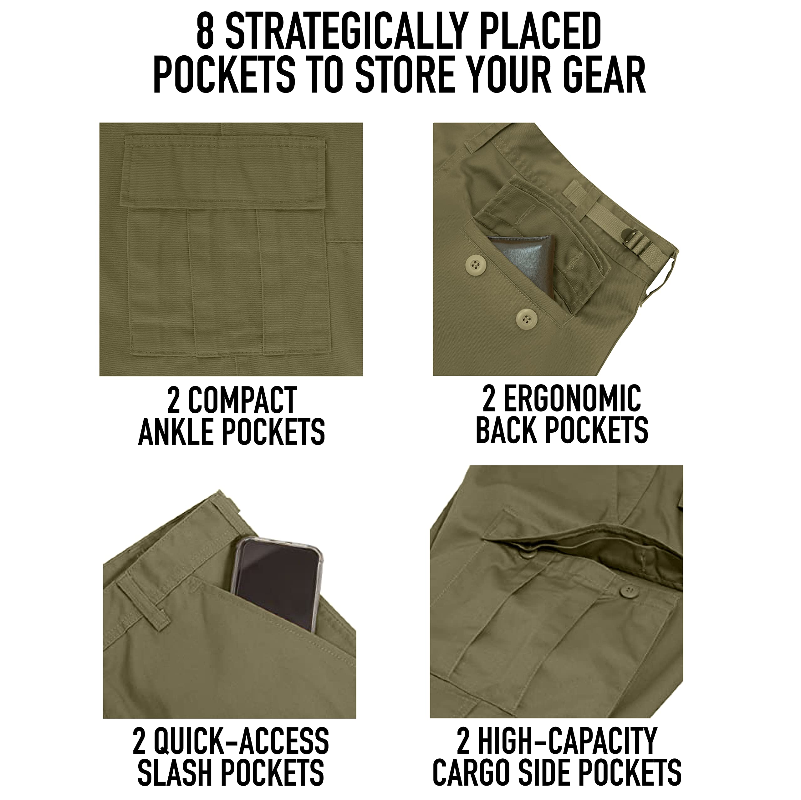 Rothco Vintage Paratrooper Fatigue Pants - Military Cargo Pants with Camouflage Pattern | Tactical Outdoor Hiking & Airsoft Gear