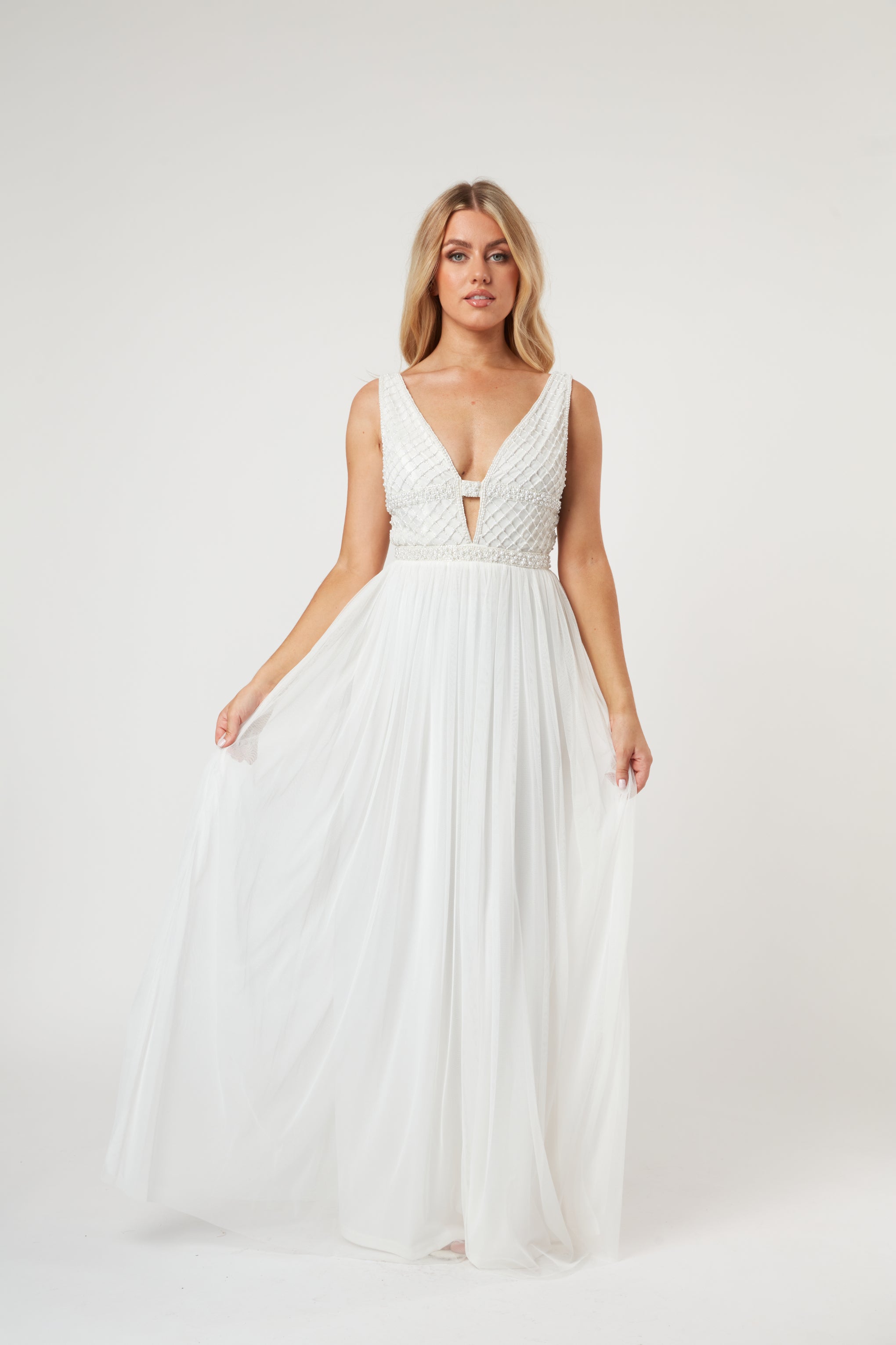 Elegant Myla Pearl Beaded Wedding Dress – Perfect for Bridal Gowns, Formal Events & Special Occasions
