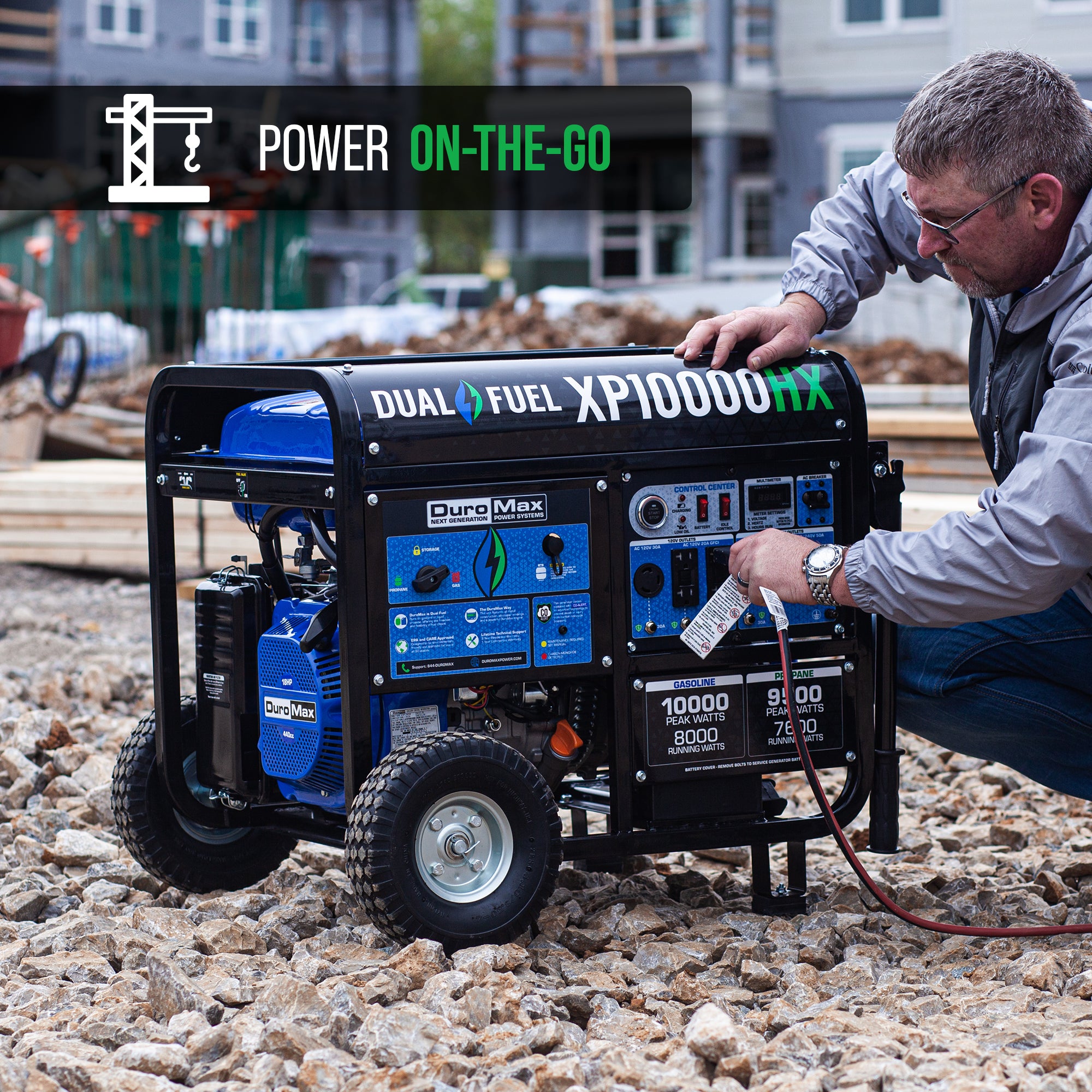 DuroMax XP10000HX 8000W/10000W Dual Fuel Portable Generator with CO Alert & Electric Start - Perfect for Home Backup Power, Camping, and Emergency Use