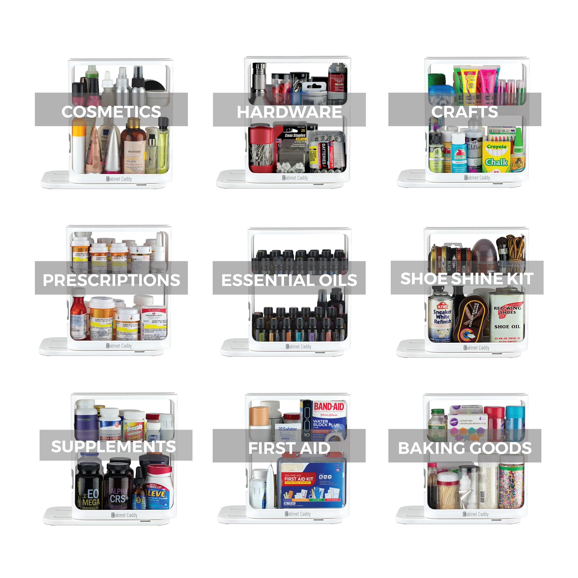 Magnetic Spice Rack Organizer for Cabinet - 2-Tier Slide & Rotate Kitchen Storage with Non-Slip Base - 10.8