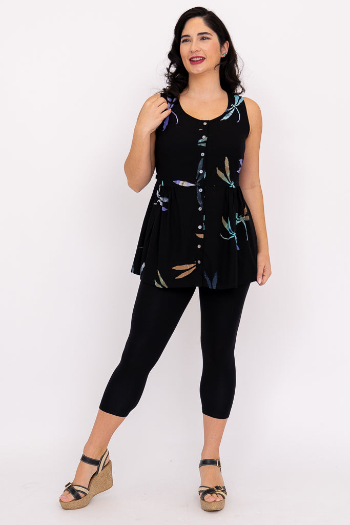 Cleo Top Women's Fashion Blouse | Dragonfly Glow Print Elegant Shirt for Casual Wear & Summer Outfits