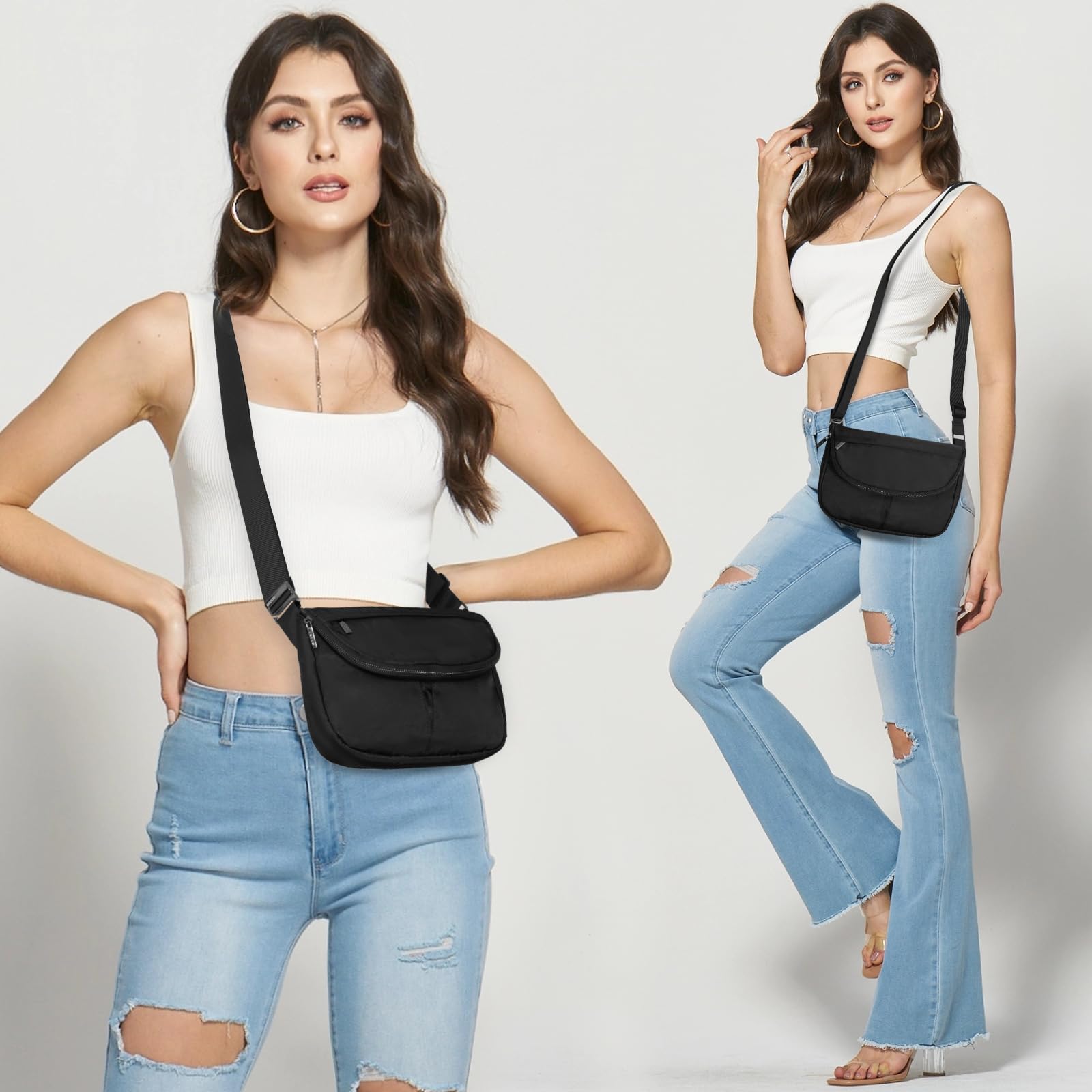 Women's Adjustable Crossbody Bag - Stylish Casual Shoulder Purse for Travel, Work & Festivals | Durable Handbag with Comfortable Strap | Perfect for Daily Commute, Shopping & Outdoor Activities (Black)