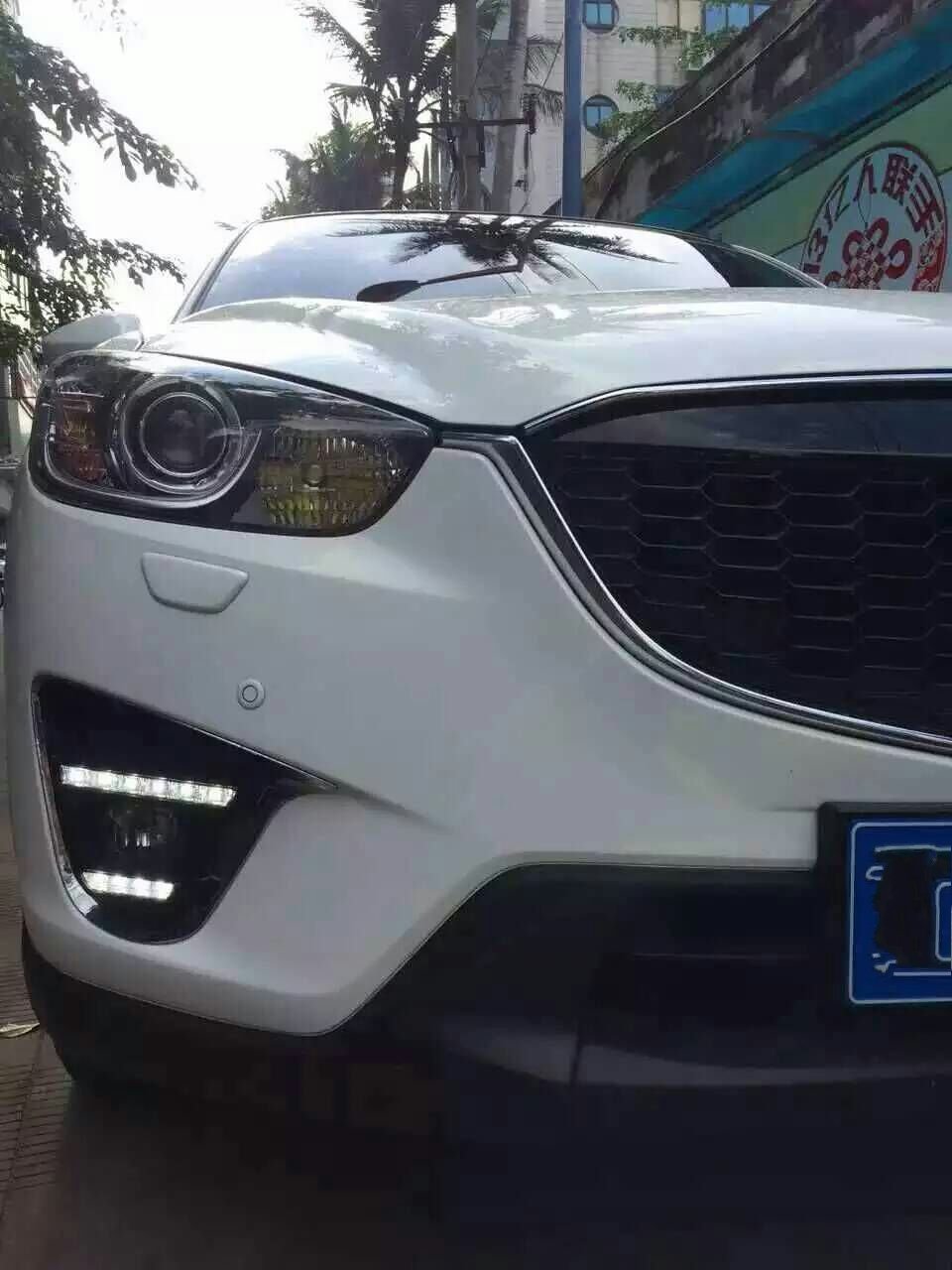 Bright White LED Daytime Running Lights (DRL) & Fog Light Covers for Mazda CX-5 (2013-2016 Models) - Enhance Visibility & Style for Safe Day/Night Driving