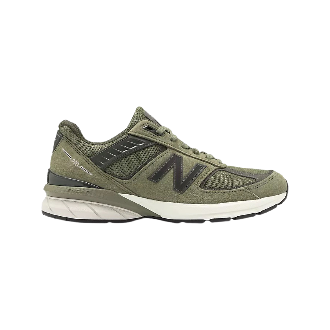 New Balance 990 V5 Running Shoes for Men - Covert Green | Lightweight Cushioned Sneakers for Jogging, Walking & Gym Workouts