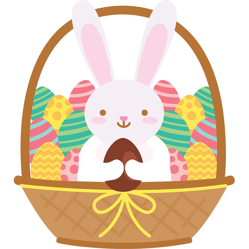 Easter Bunny in Basket Cardboard Cutout Standup - Spring Party Decorations, Easter Photo Props, Holiday Home Decor for Indoor & Outdoor Use