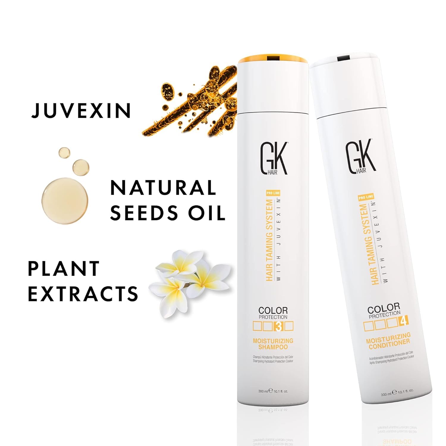 GK HAIR Global Keratin Balancing & Moisturizing Shampoo and Conditioner Set (10.1 Fl Oz Each) - Repair Dry Damaged Hair for Smooth Silky Results - Perfect for Color-Treated & Chemically Processed Hair at Home Salon Use