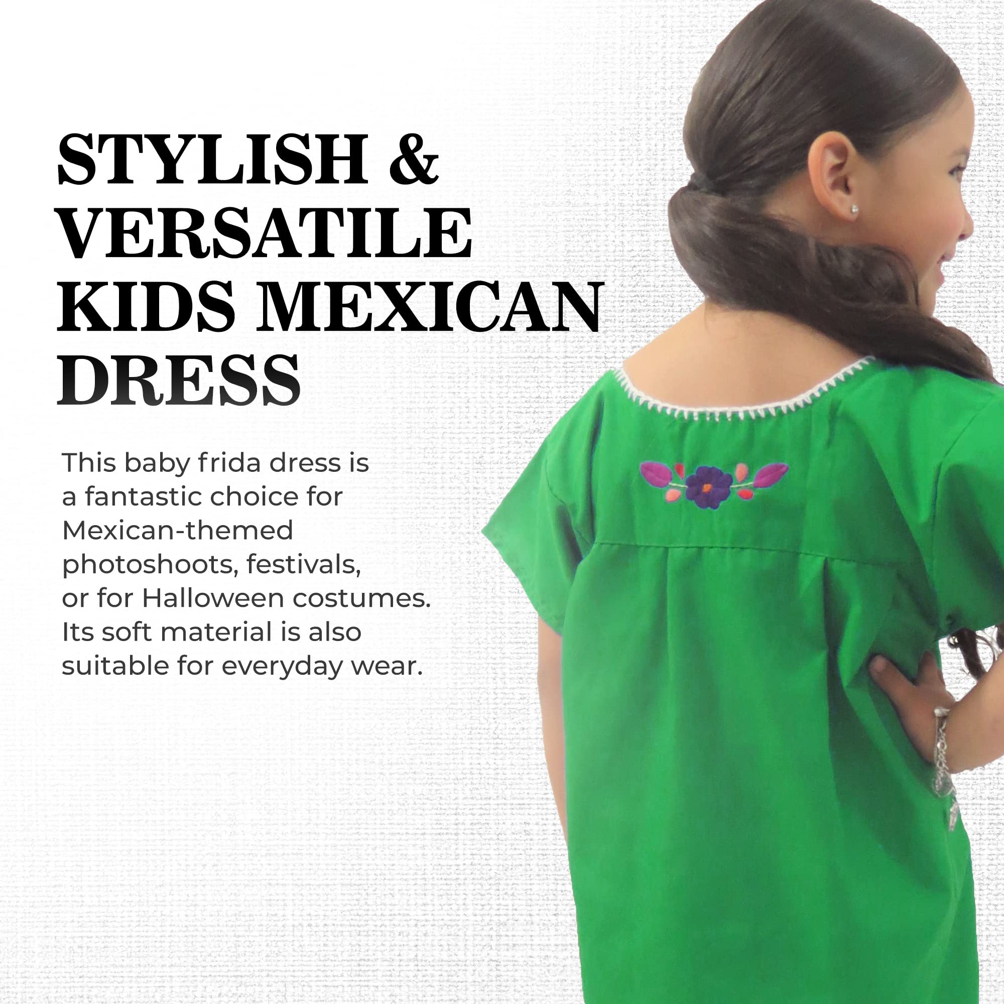 Handmade Embroidered Puebla Mexican Dress for Girls - Traditional Cotton Floral Dress - Perfect for Cinco de Mayo, Fiesta, Quinceañera & Cultural Celebrations