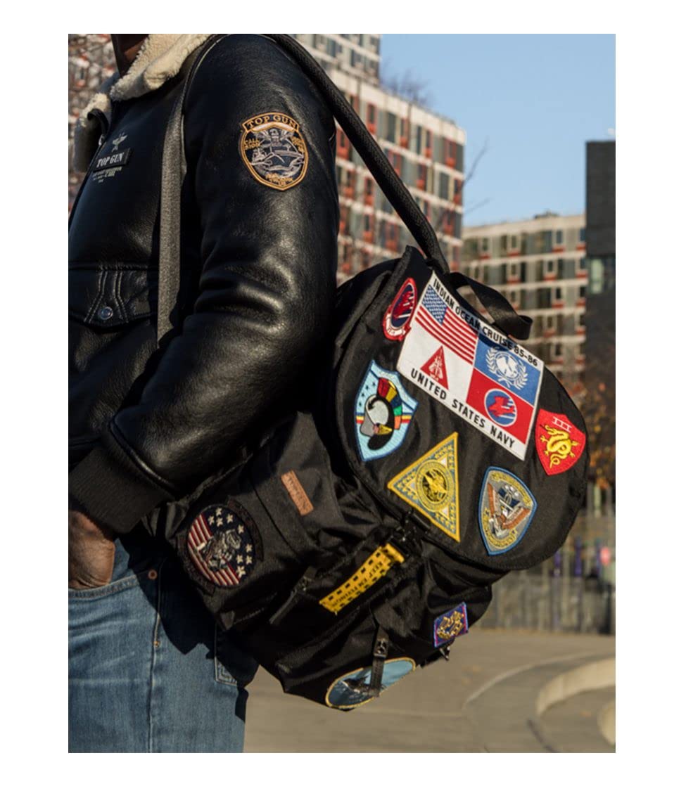 Top Gun Nylon Backpack with Patches 2.0 - Military Style Tactical Rucksack for School, Travel & Outdoor Adventures