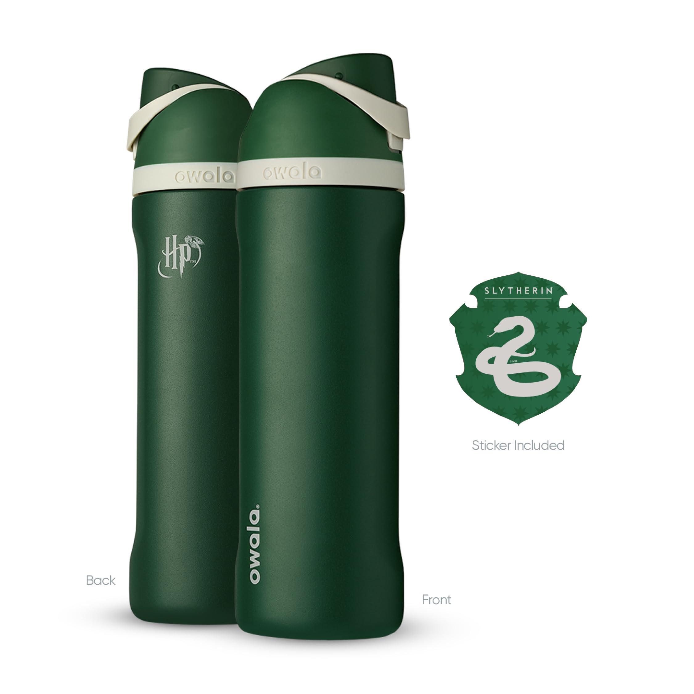 Owala Harry Potter FreeSip Insulated Stainless Steel Water Bottle with Straw - 24oz BPA-Free Slytherin Water Bottle for Sports, Gym, Hiking & Travel | Leakproof & Durable Hydration for School, Work & Outdoor Adventures