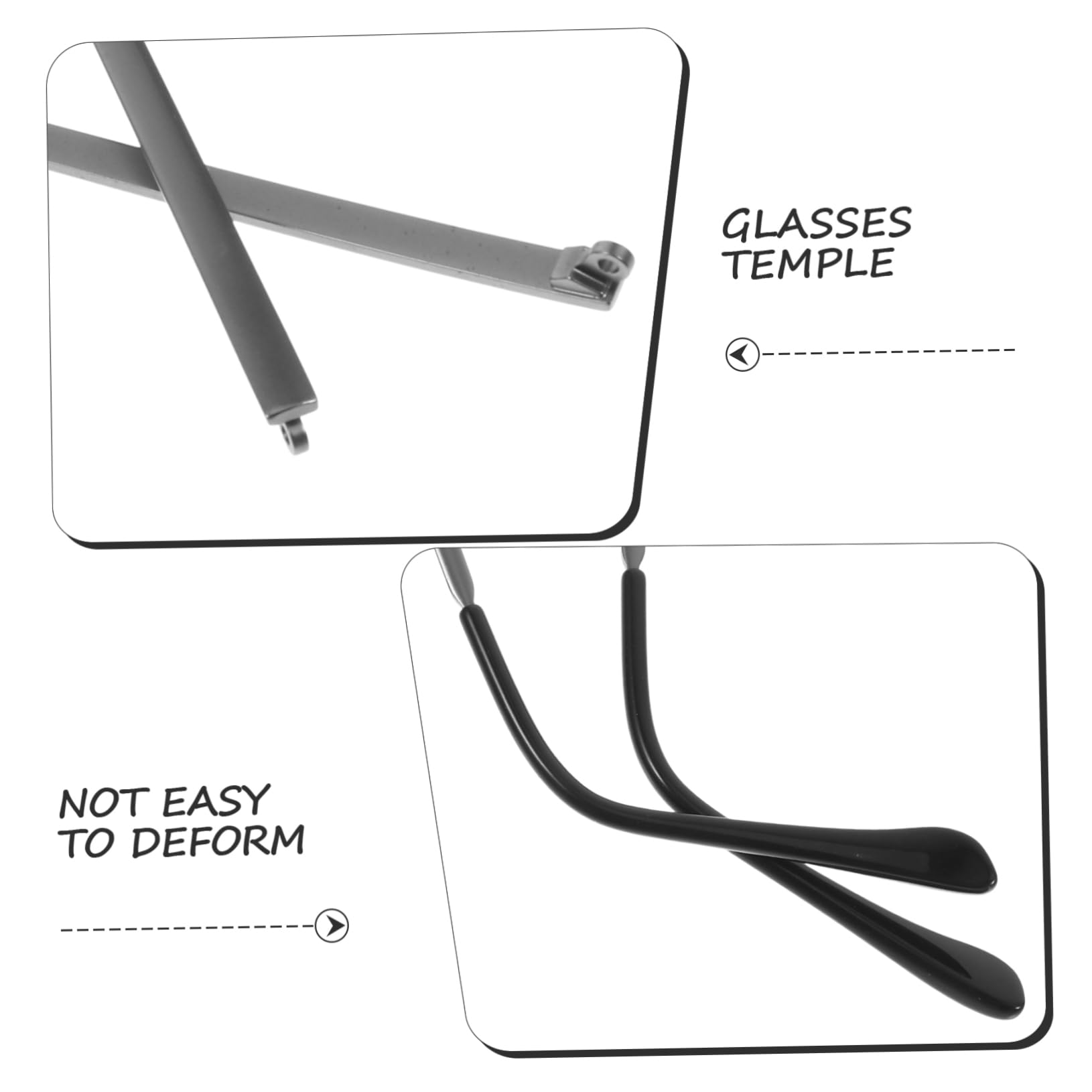 Minkissy 2 Pairs Universal Glasses Replacement Arms - Metal Frame Sunglasses & Eyeglass Legs for Men Women - Perfect for Repairing Broken Glasses at Home or Office