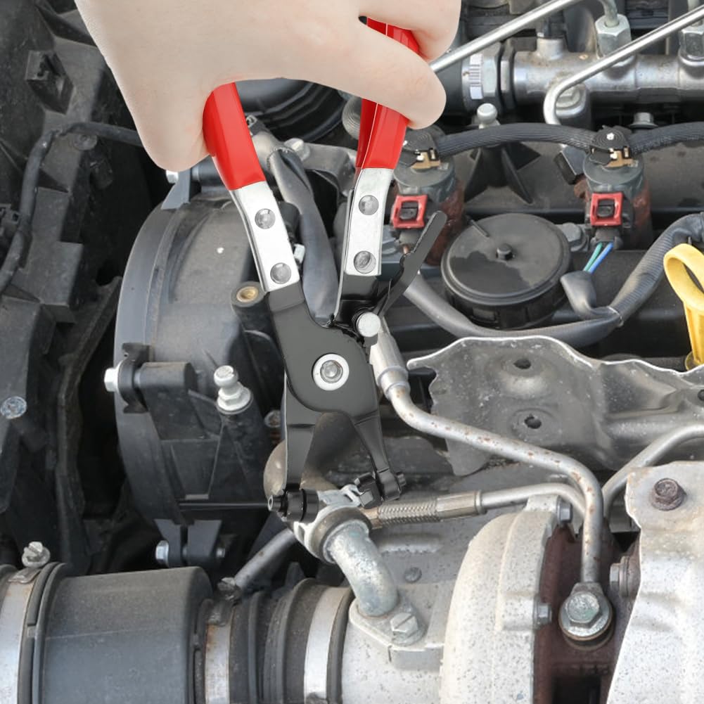 Heavy Duty Hose Clamp Pliers - Professional Swivel Flat Band Clamp Tool for Easy Removal & Installation of Ring/Flat-Band Hose Clamps - Perfect for Automotive Radiator, Coolant, Heater & Water Hose Repairs - Ideal for Mechanics & DIY Car Maintenance
