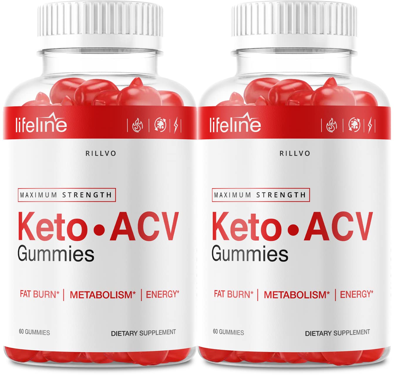 Rillvo (2 Pack) Lifeline Keto Gummies - Advanced Formula with Apple Cider Vinegar (120 Gummies) | Supports Ketosis & Weight Management | Perfect for Low-Carb Diets & Healthy Lifestyle