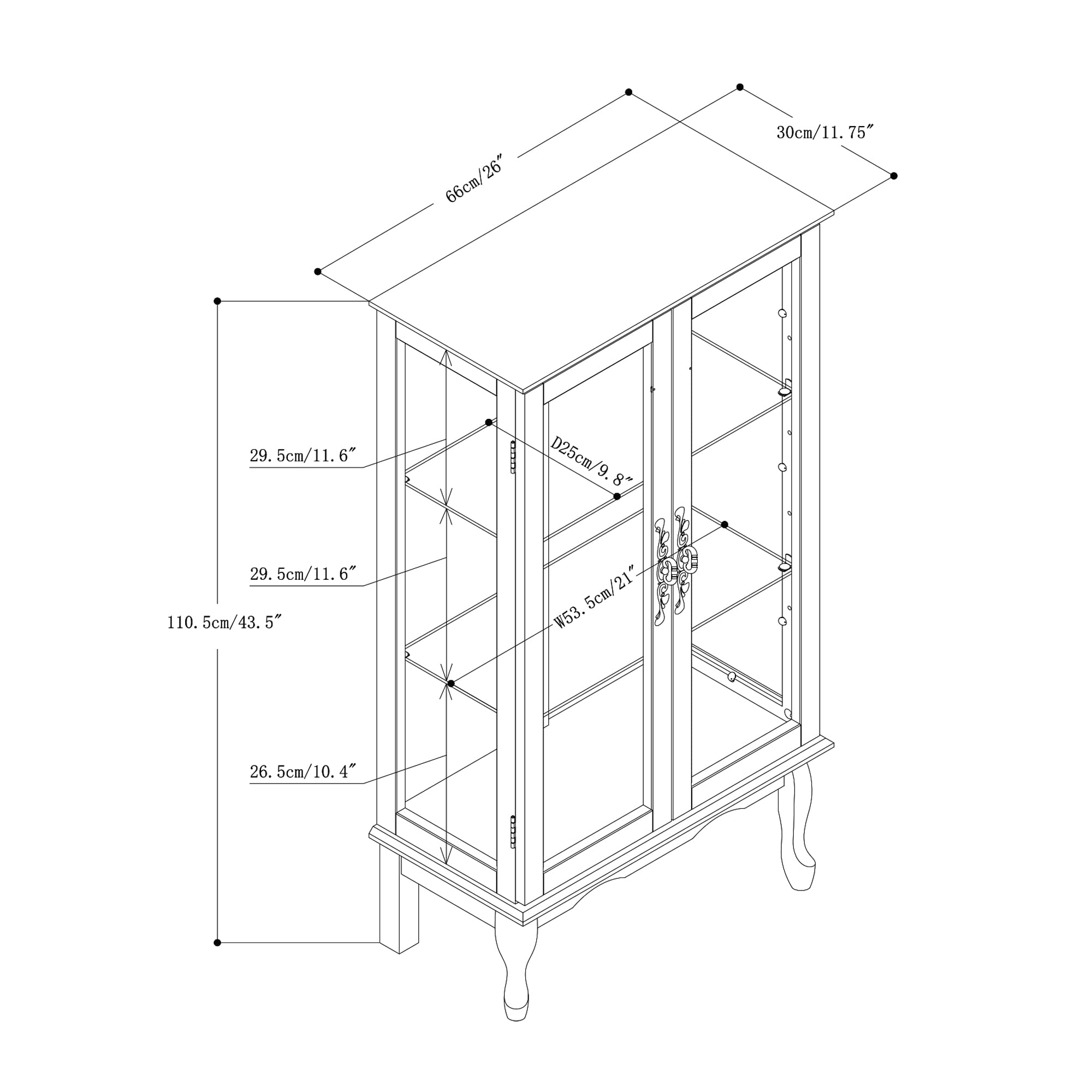 HomVent Lighted Curio Cabinet - Glass Display Case with Adjustable Shelves, Mirrored Back & Tempered Glass Doors - Perfect for Living Room, Hallway, or Office Decor to Showcase Collectibles, China & Art Pieces