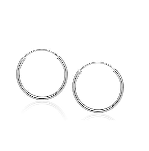 14mm Sterling Silver 1.2mm Hoop Earrings for Women - Endless Hoops & Loops Design - Perfect for Everyday Wear, Office & Special Occasions