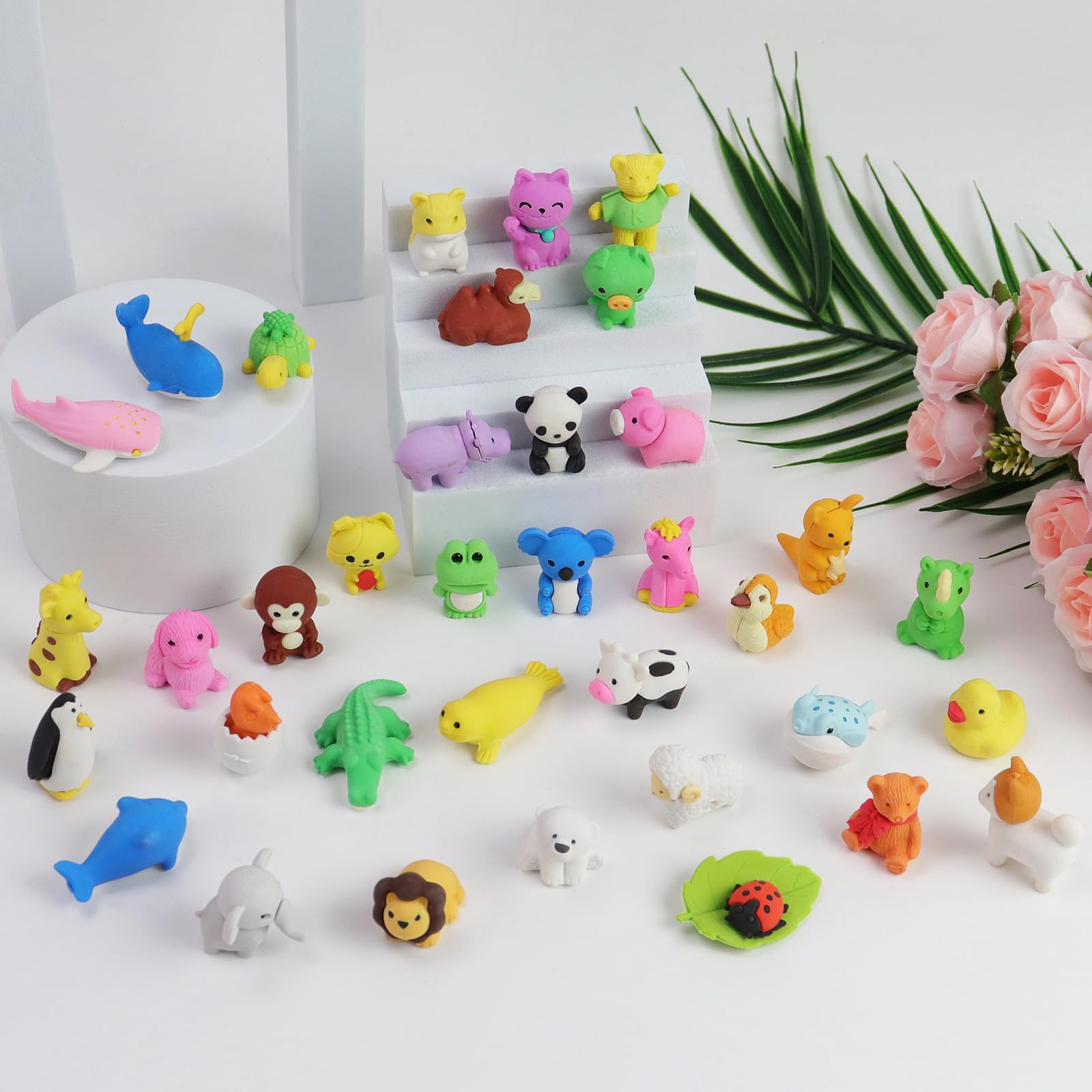 36 Pack Valentines Day Cards for Kids with Cute Animal Eraser Toys - Classroom Exchange Gifts for Boys and Girls - Perfect for School Parties & Valentine's Day Celebrations