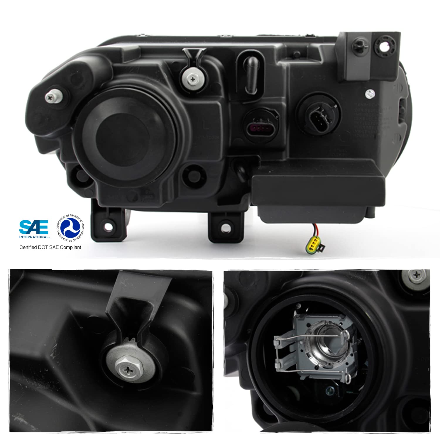 AKKON Replacement HID Xenon Headlights for Dodge Challenger - OE Style Chrome Projector Headlamps Pair (Left + Right) | Perfect for Night Driving & Car Upgrades