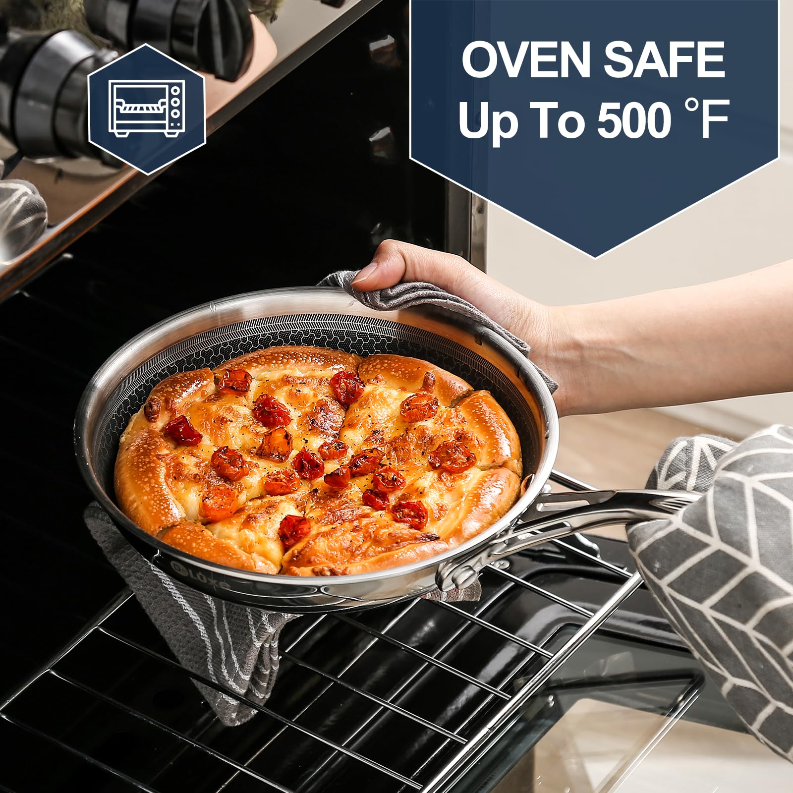 Premium 5-Piece Nonstick Fry Pan Set - 8, 10 & 12-Inch Hybrid Skillets with Glass Lids & Stay-Cool Handles | PFOA-Free, Dishwasher & Oven Safe | Compatible with All Cooktops | Perfect for Sautéing, Frying & Everyday Cooking