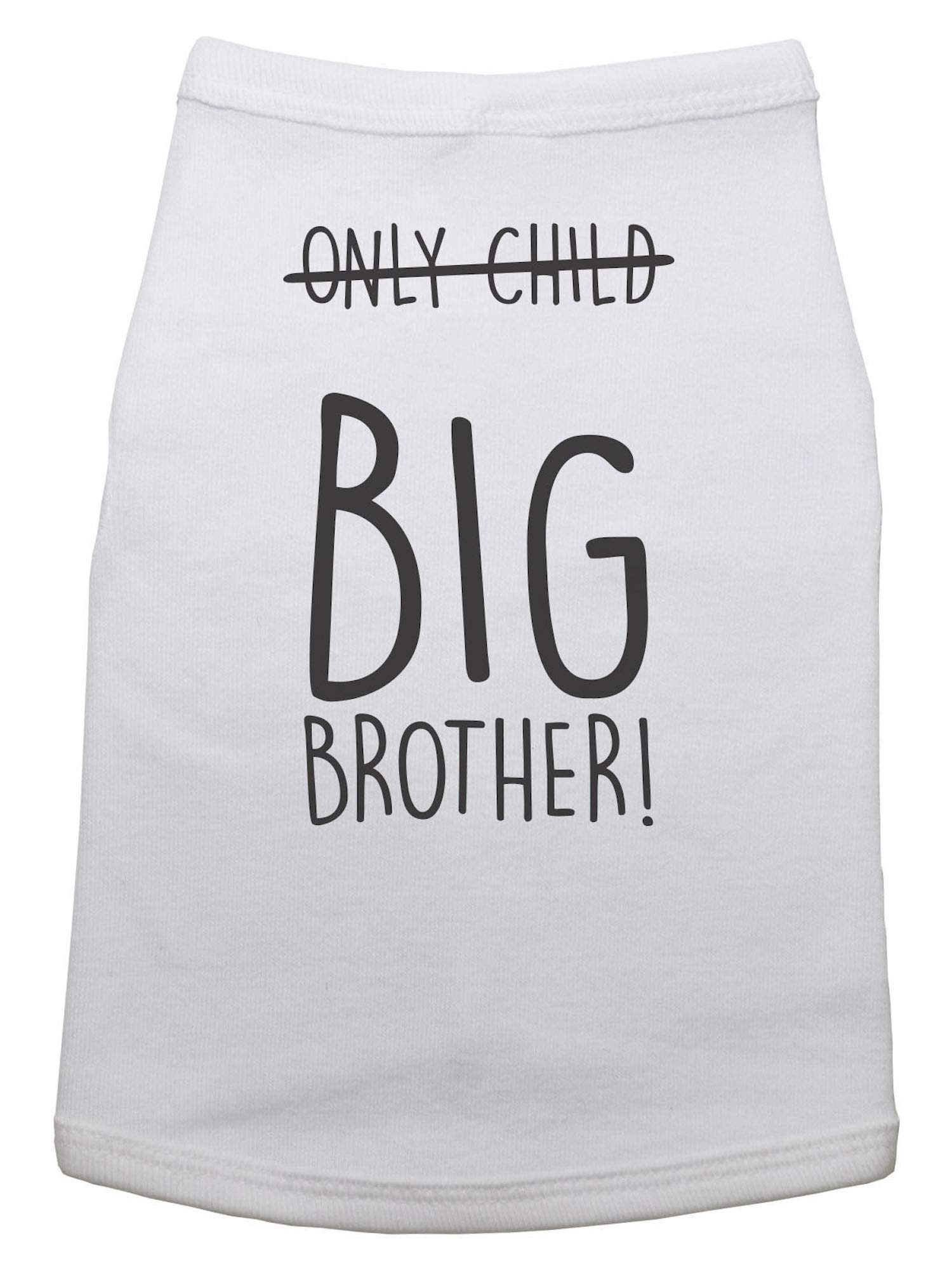 Baffle Big Brother Dog Shirt - Only Child Announcement Tee for Large Dogs | Trendy White Dog T-Shirt for Pet Costumes & Sibling Reveals | Perfect for Photo Shoots, Birthday Parties & Family Events (Small, White)