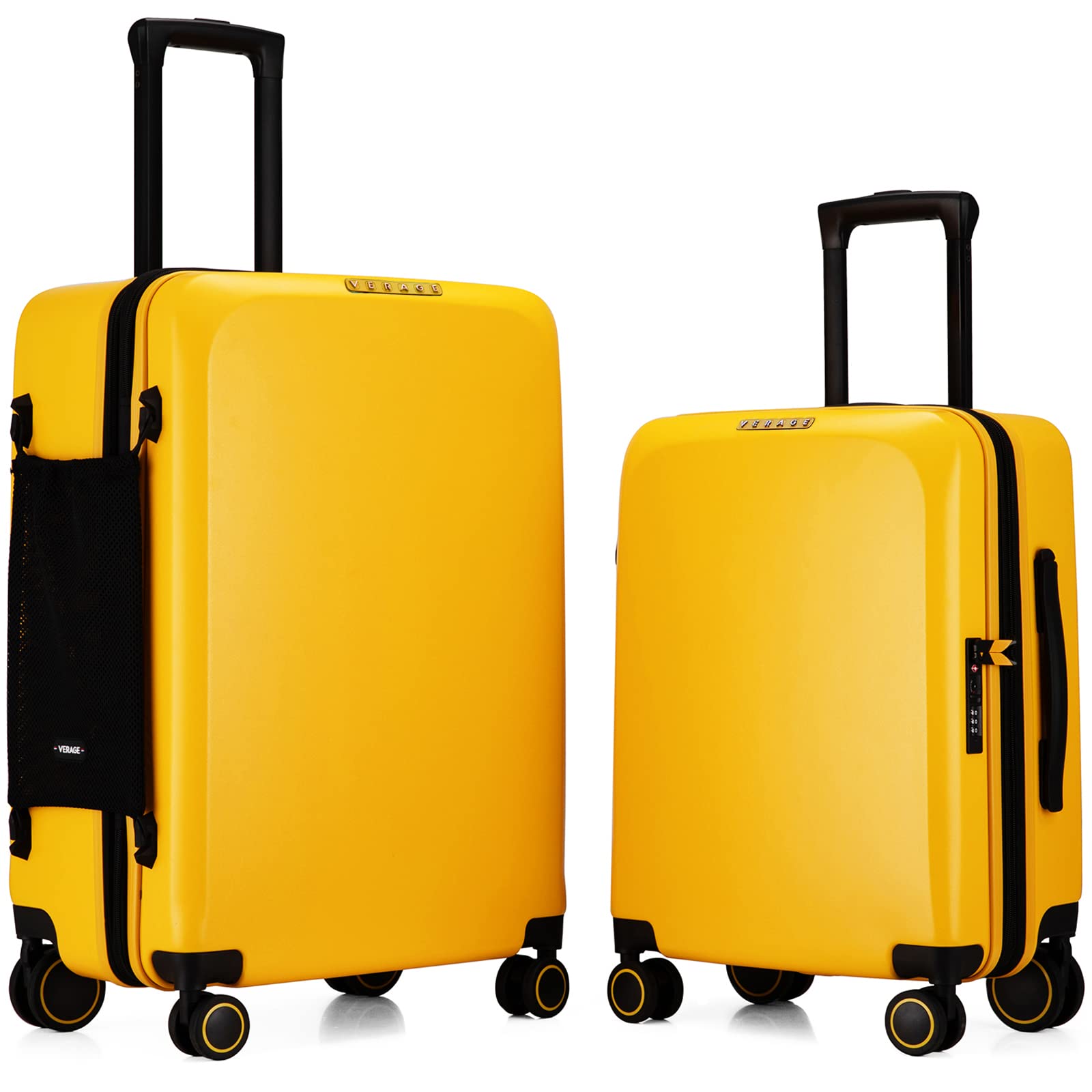 VERAGE Freeland 2-Piece Expandable Hardshell Luggage Set with X-Large Spinner Wheels - TSA Approved Carry-On & Checked Suitcase (20/24 Inch, Yellow) - Perfect for Air Travel, Business Trips & Family Vacations