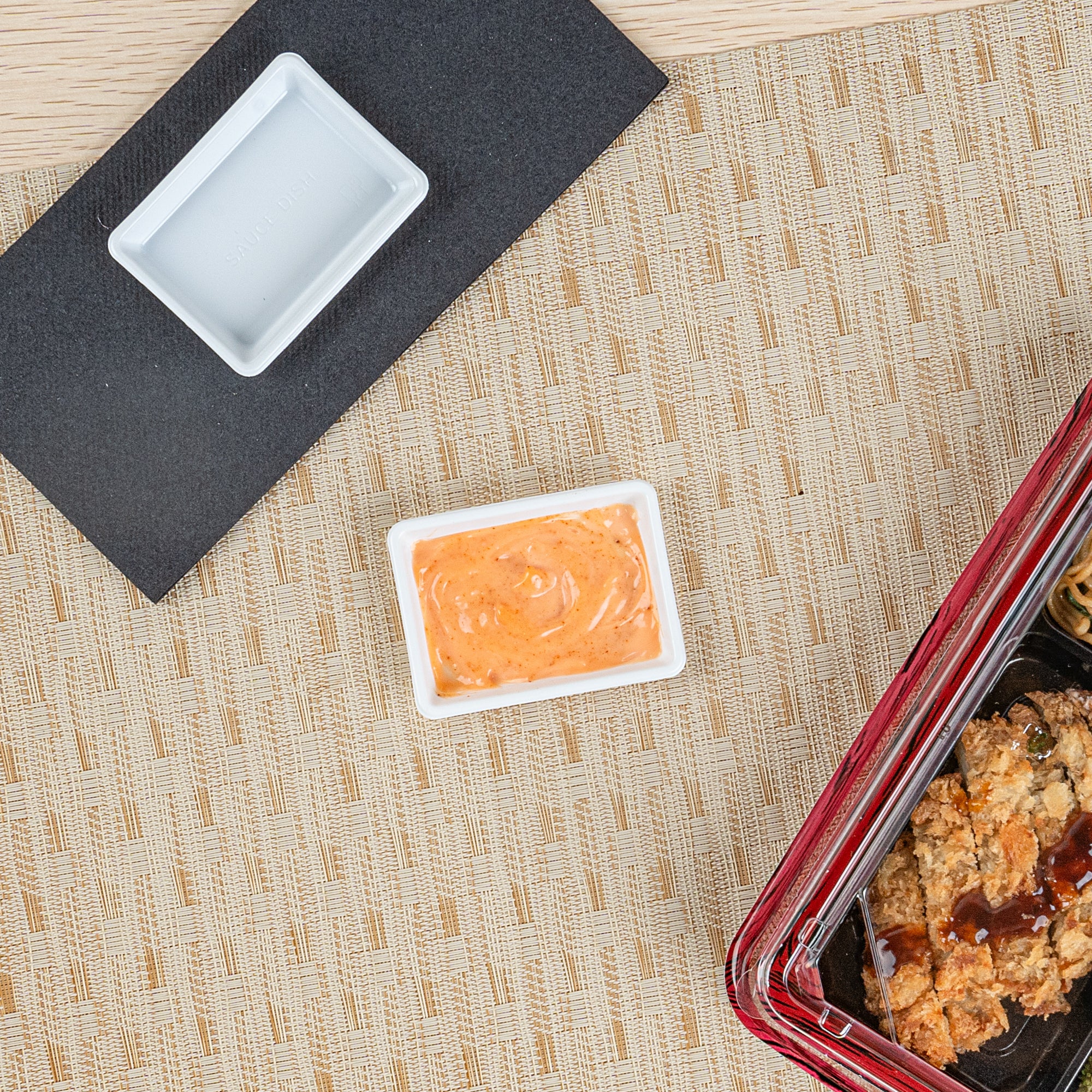 Bento Tek 1 oz Rectangle White Plastic Sauce Dish - 3 x 2.25 Inches - 100-Pack | Perfect for Sushi, Condiments, Dipping Sauces & Meal Prep Containers