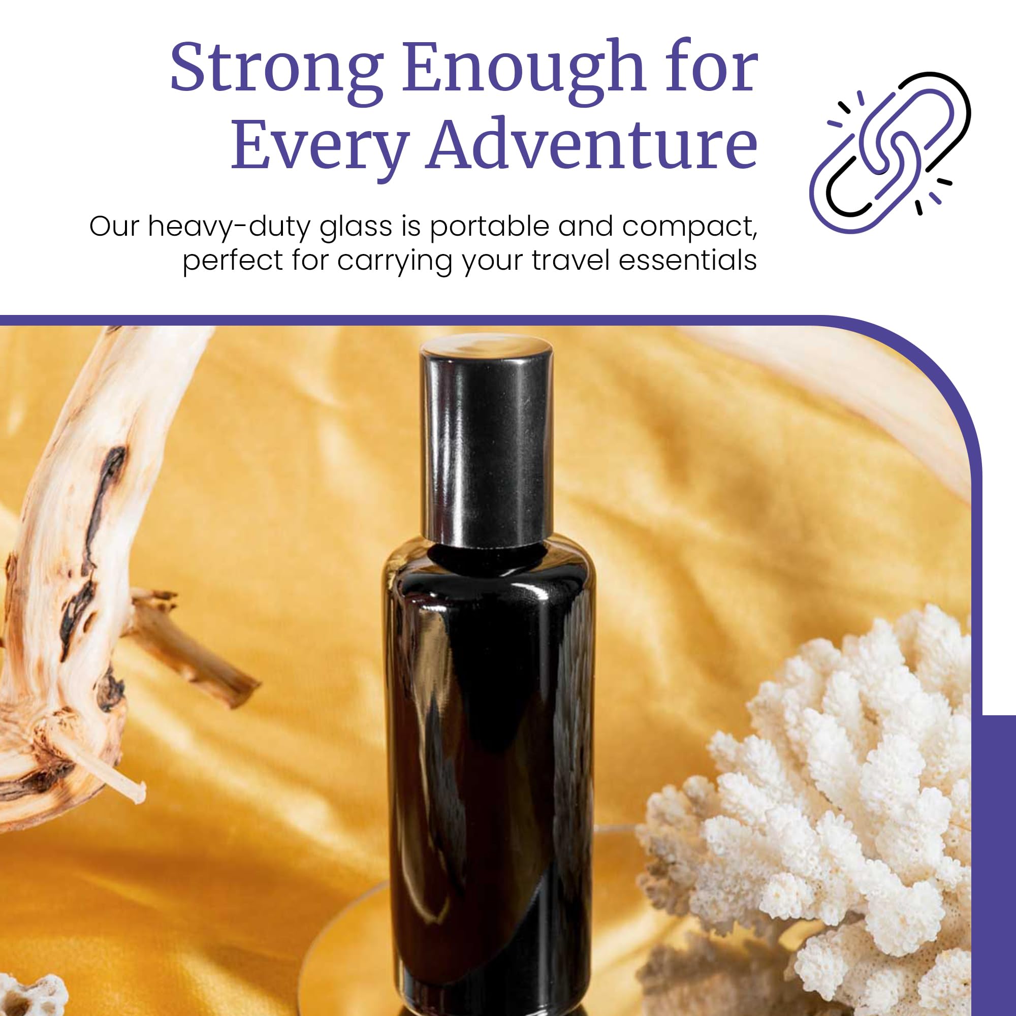 **Infinity Jars 50ml (1.7 fl oz) Black UV-Protective Glass Roller Bottles with Steel Ball & Black Cap - 10 Pack for Essential Oils, Perfume Samples & DIY Cosmetics - Perfect for Travel, Aromatherapy & Skincare**