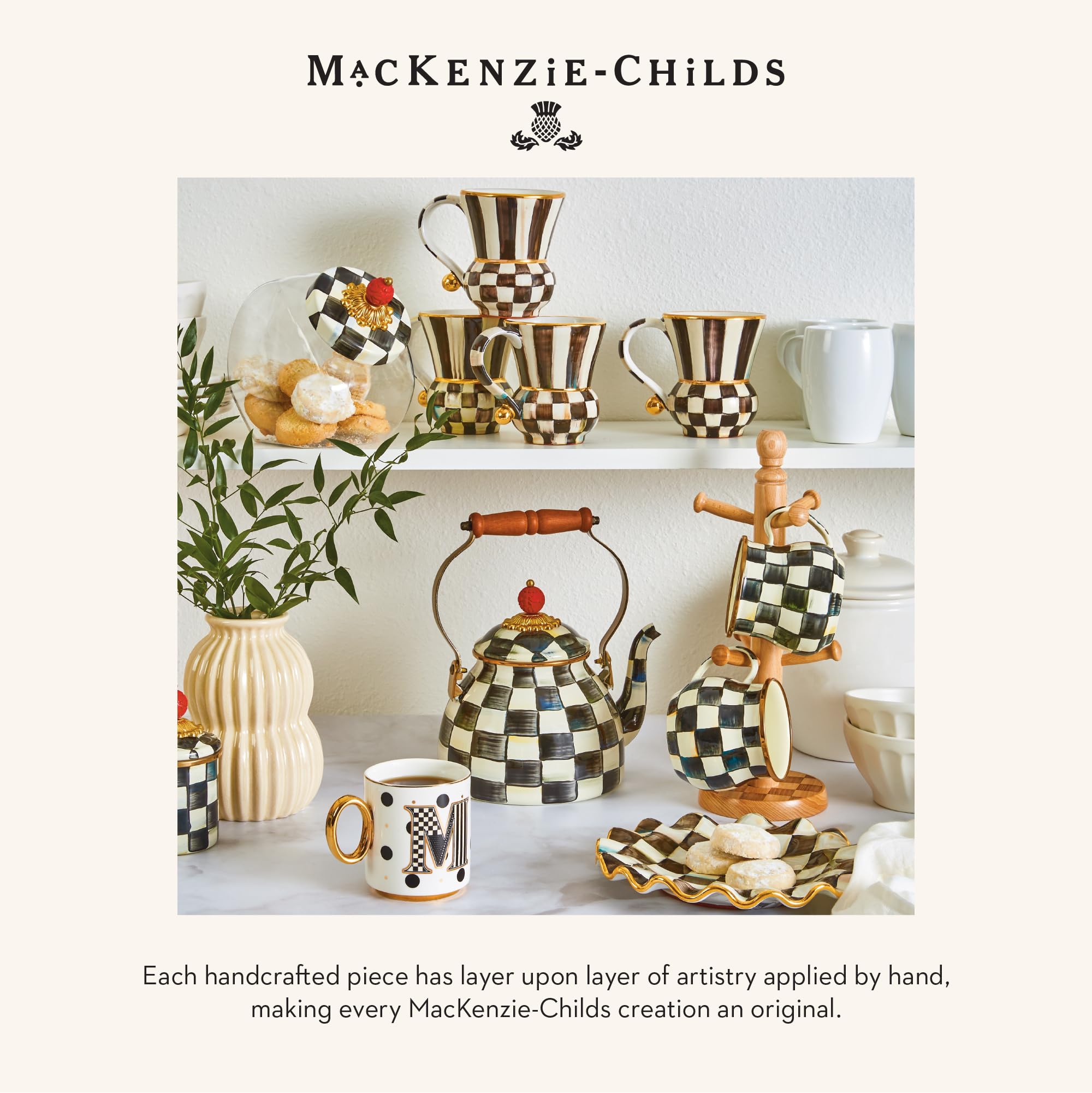 MACKENZIE-CHILDS Decorative Ceramic Coffee Mug with Handle - Elegant Tea Cup for Home & Office Use - Perfect Gift for Coffee Lovers & Tea Enthusiasts
