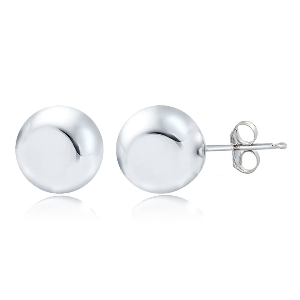 Sterling Silver Polished Bead Stud Earrings for Women - Minimalist Elegant Jewelry for Everyday Wear, Parties & Gifts