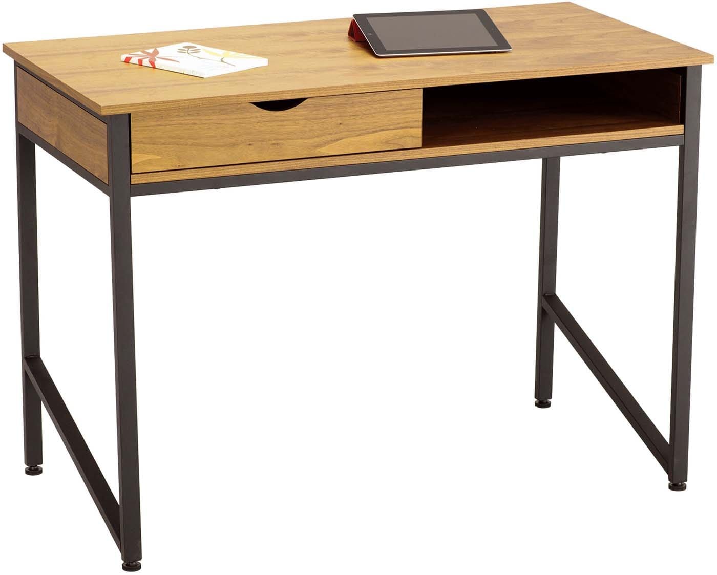 Modern Office Desk with Single Drawer & Cherry Wood Top - Sturdy Frame for Home & Workspace [1950] - Perfect for Remote Work & Study