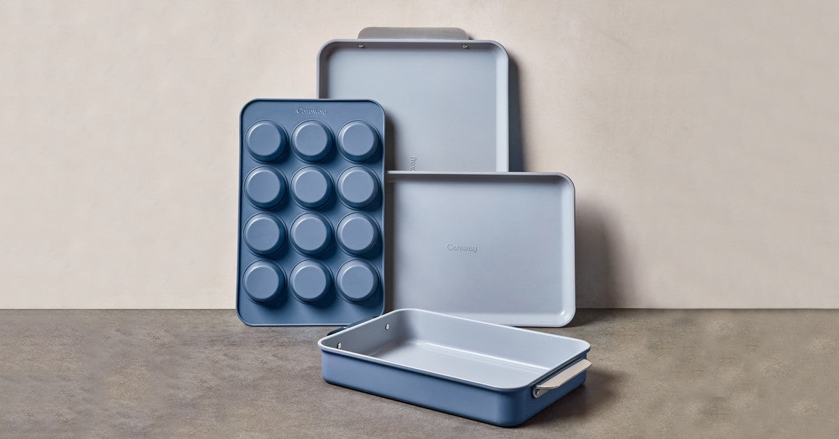 5-Piece Non-Stick Ceramic Bakeware Set - Oven Safe Baking Pans for Cakes, Cookies & Bread - Perfect for Home Baking & Holiday Cooking