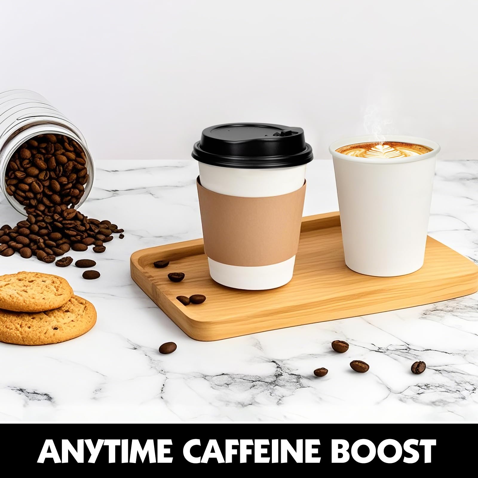 Premium 12oz Disposable Coffee Cups with Lids & Sleeves - 100 Pack Thickened Leak-Proof Paper Cups for Hot Drinks - Ideal for Home, Office, Parties & Travel - Perfect for Morning Coffee, Office Breaks & On-the-Go Lifestyles