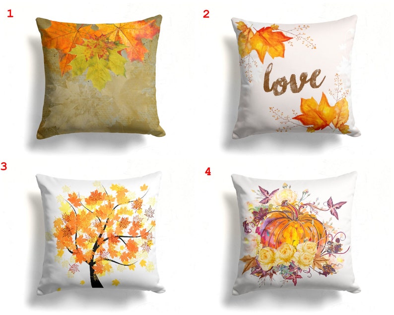 Autumn Love Set of 4 Decorative Pillow Covers - Fall Home Decor for Living Room, Bedroom & Sofa