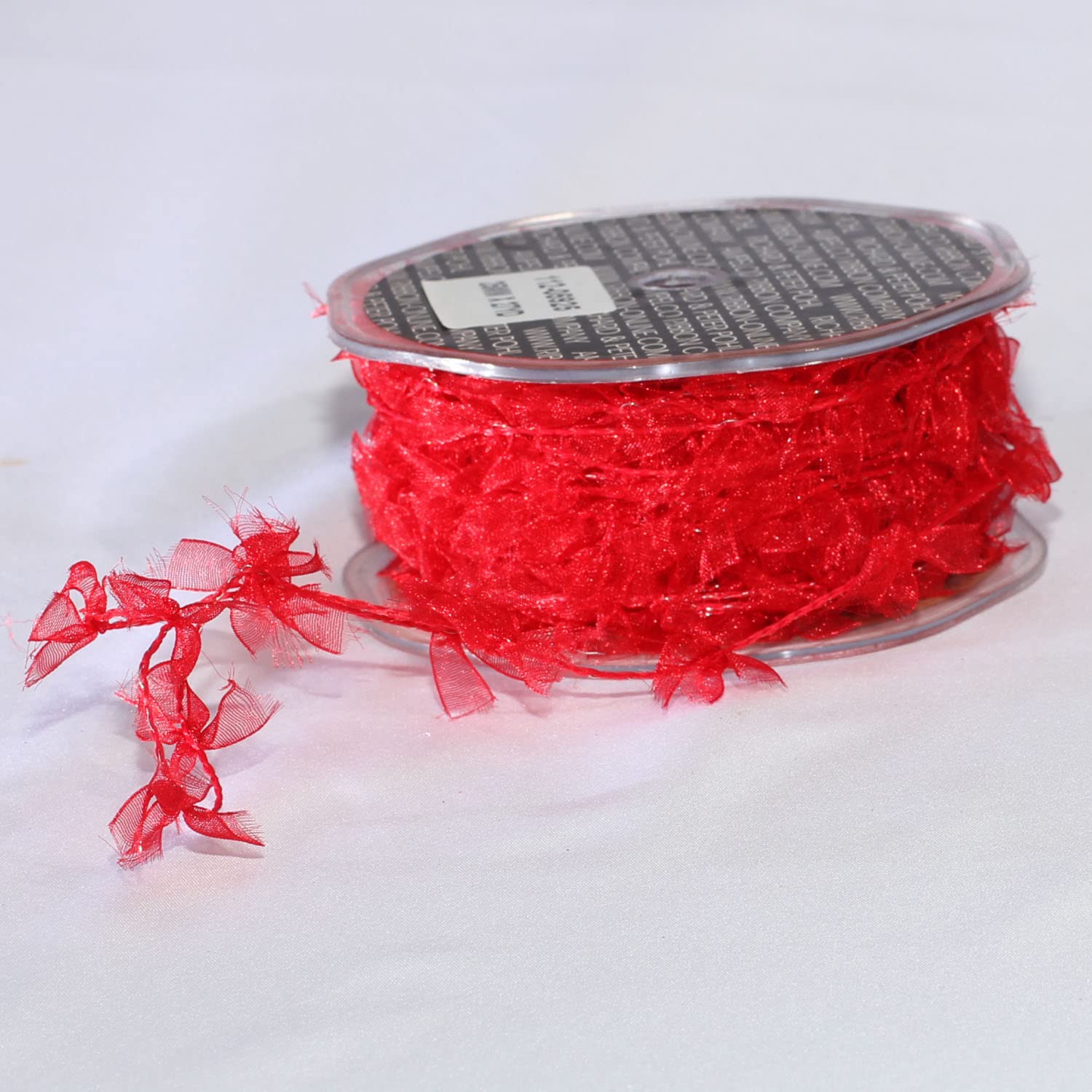 Sheer Red Wired Craft Ribbon Garland - 1 Inch x 27 Yards for Party Decorations, Gift Wrapping, Wedding Bouquets & DIY Crafts