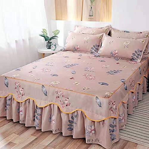 XYSQ Queen Size Bedding Set - Ethnic Floral Print Comforter, Sheets & Ruffled Bed Skirt | 180x200cm Polyester Bedclothes for Home Decor | Perfect for Guest Rooms, Master Bedrooms & Cozy Retreats (Color: O)