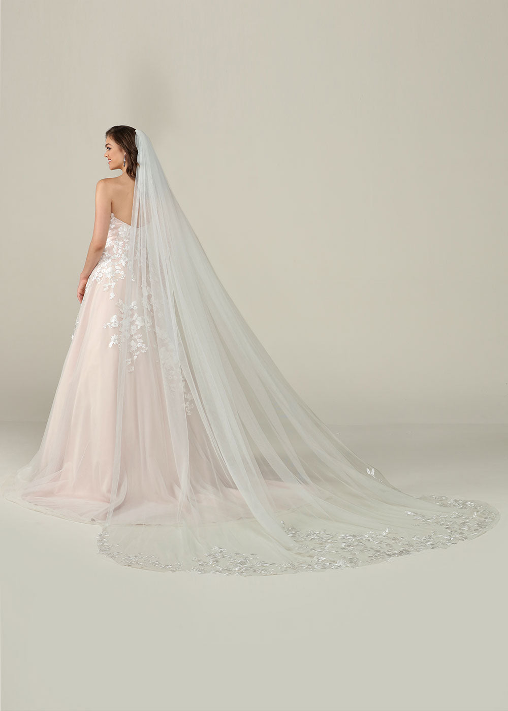 Lydia Veil Cathedral Wedding Veil with Delicate Lace Hem - Perfect for Bridal Gowns, Church Ceremonies & Formal Weddings