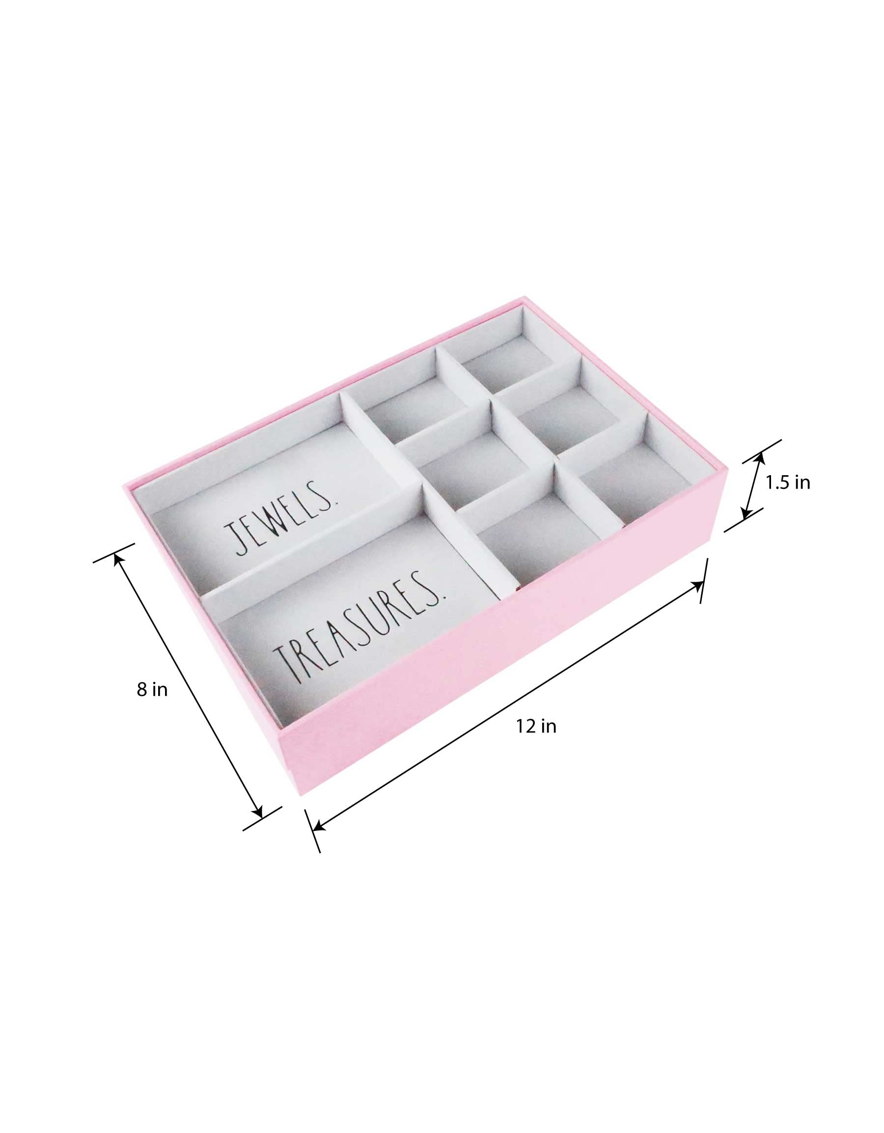 Rae Dunn Jewelry Organizer Tray Set - 2 Stackable Trays for Earrings, Rings & Necklaces - Pink Vanity Display