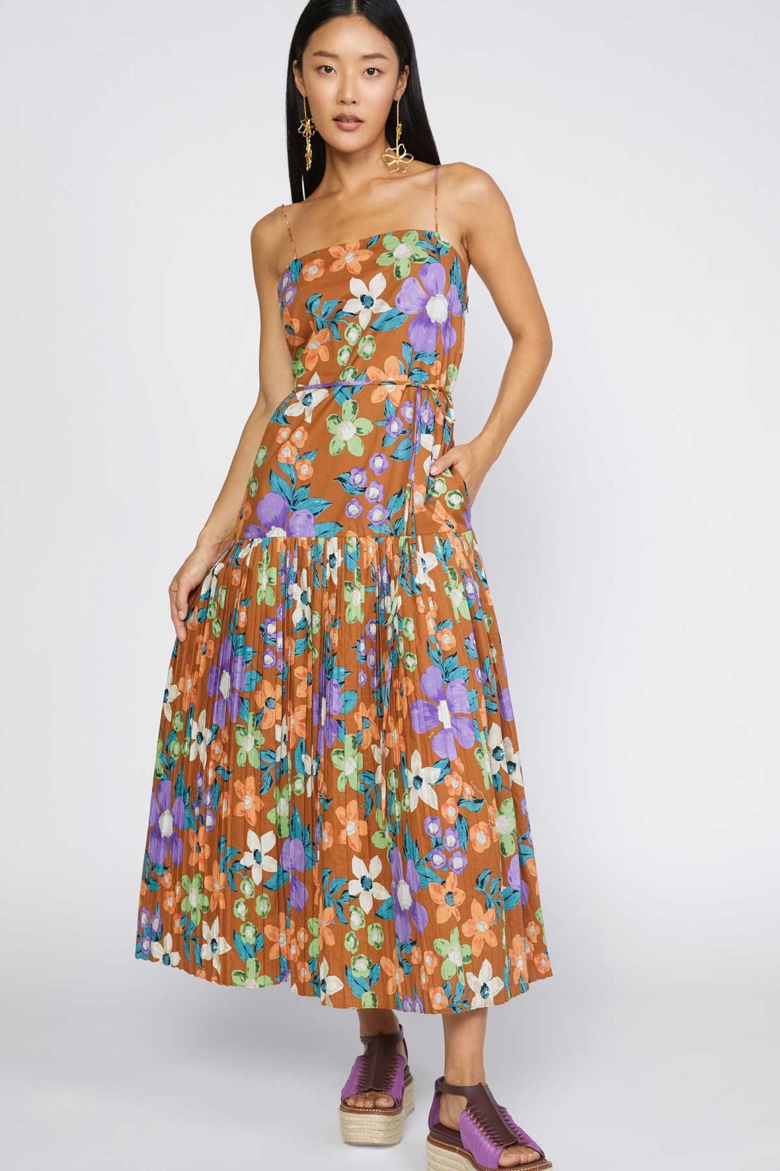 Mia Floral Print Summer Dress for Women - Elegant Flowy Maxi Dress with V-Neck & Long Sleeves | Perfect for Beach Vacation, Wedding Guest & Date Night Outfits