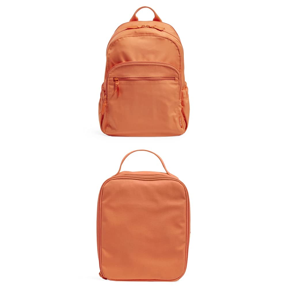 Vera Bradley Women's Recycled Cotton Campus Backpack & Lunch Bag Set - Orange Bell Pepper, One Size US - Perfect for School, Work & Travel