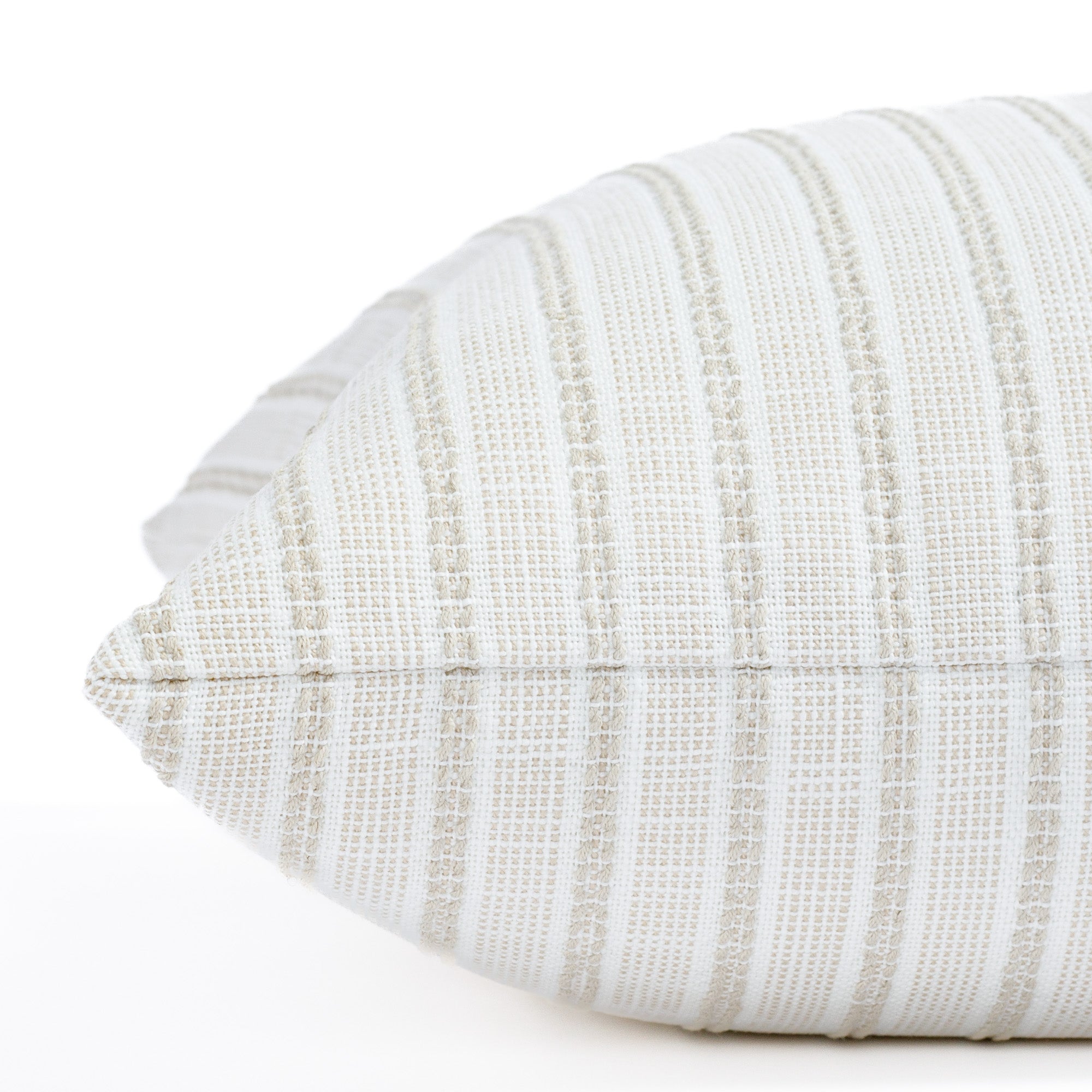 Amalfi Stripe 20x20 Outdoor Decorative Throw Pillow Cover - Natural Cotton Waterproof Cushion for Patio, Poolside, Garden & Porch Furniture