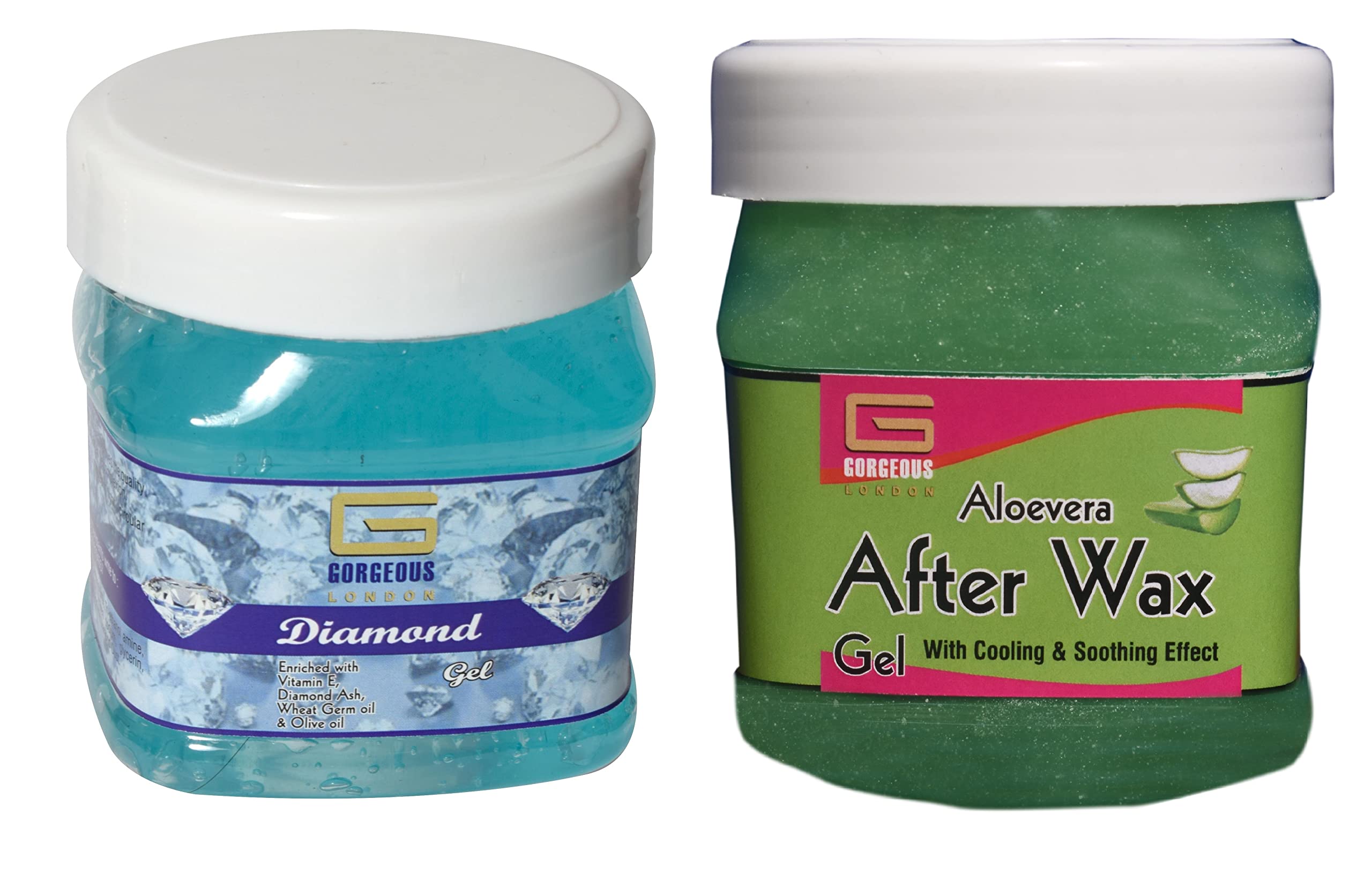 Premium London Diamond Gel & Aloe Vera After Wax Gel Combo (2-Pack, 450ml Each) – Post-Wax Soothing & Skin Hydration for Smooth, Glowing Skin