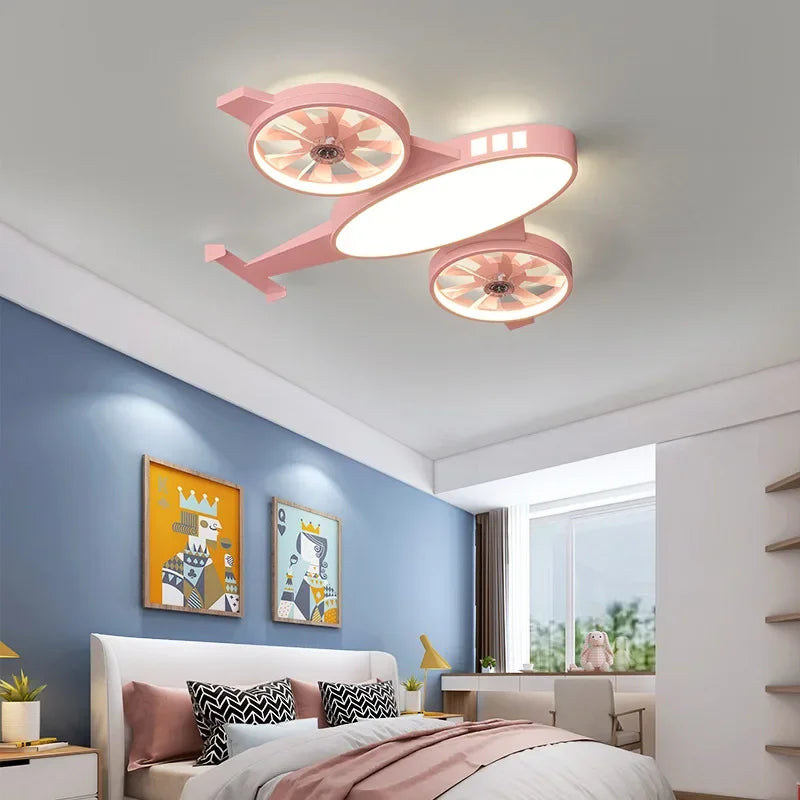 Stylish Mounted Airplane Ceiling Light & Fan for Kids Room Decor - Perfect for Nursery, Bedroom, and Playroom