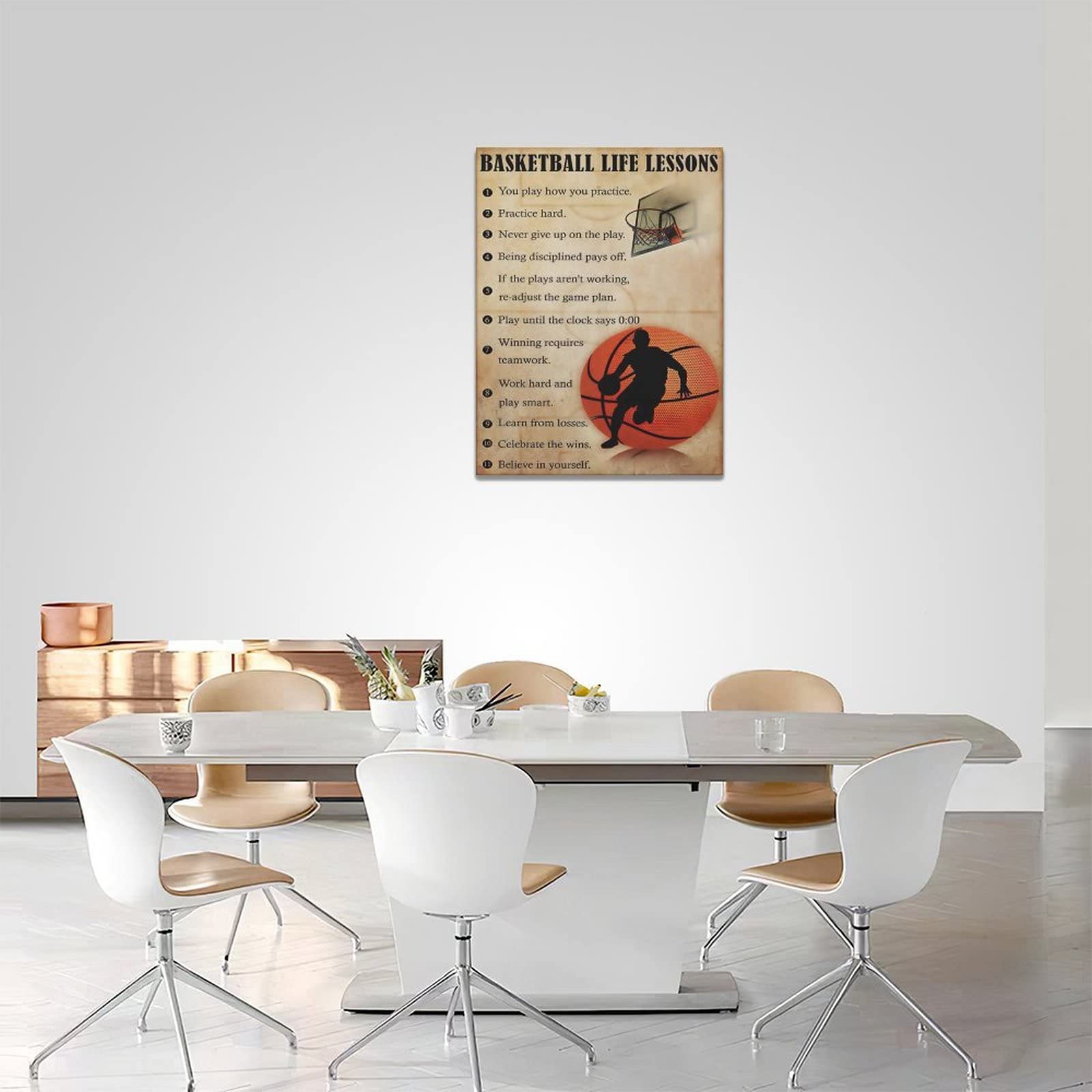 Basketball Wall Art - Motivational Canvas Print 12x16 for Gym & Room Decor