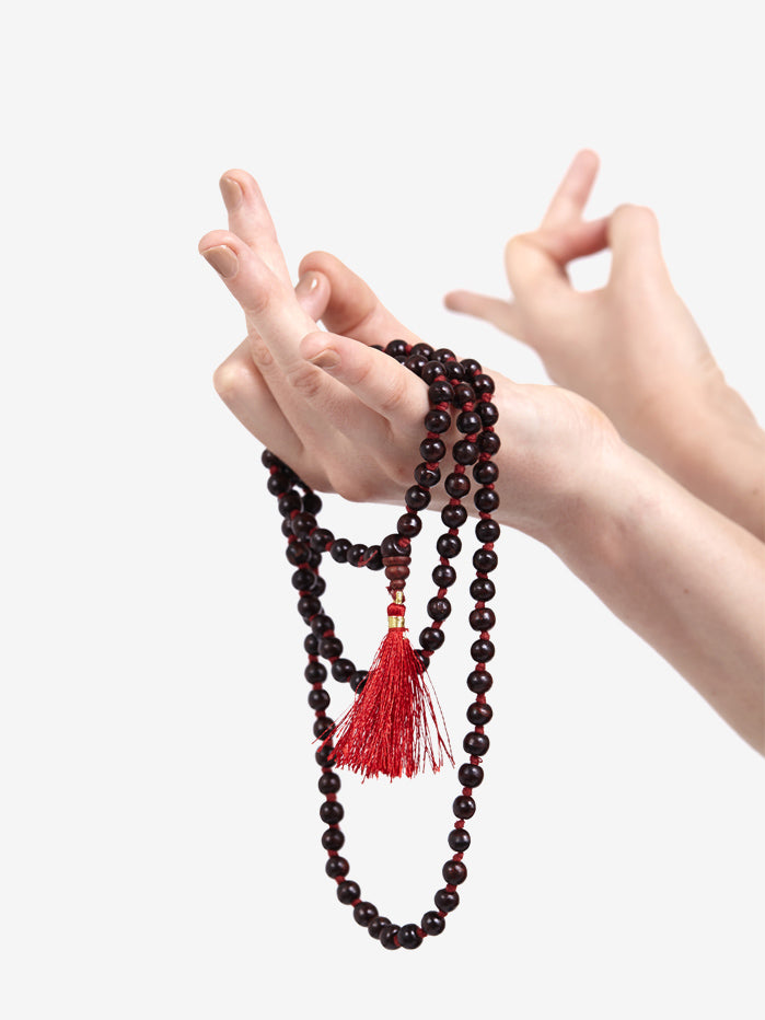Authentic Rosewood Mala Beads Necklace for Meditation & Yoga - 108 Prayer Beads with Tassel - Perfect for Mindfulness Practice, Spiritual Healing & Gift Giving