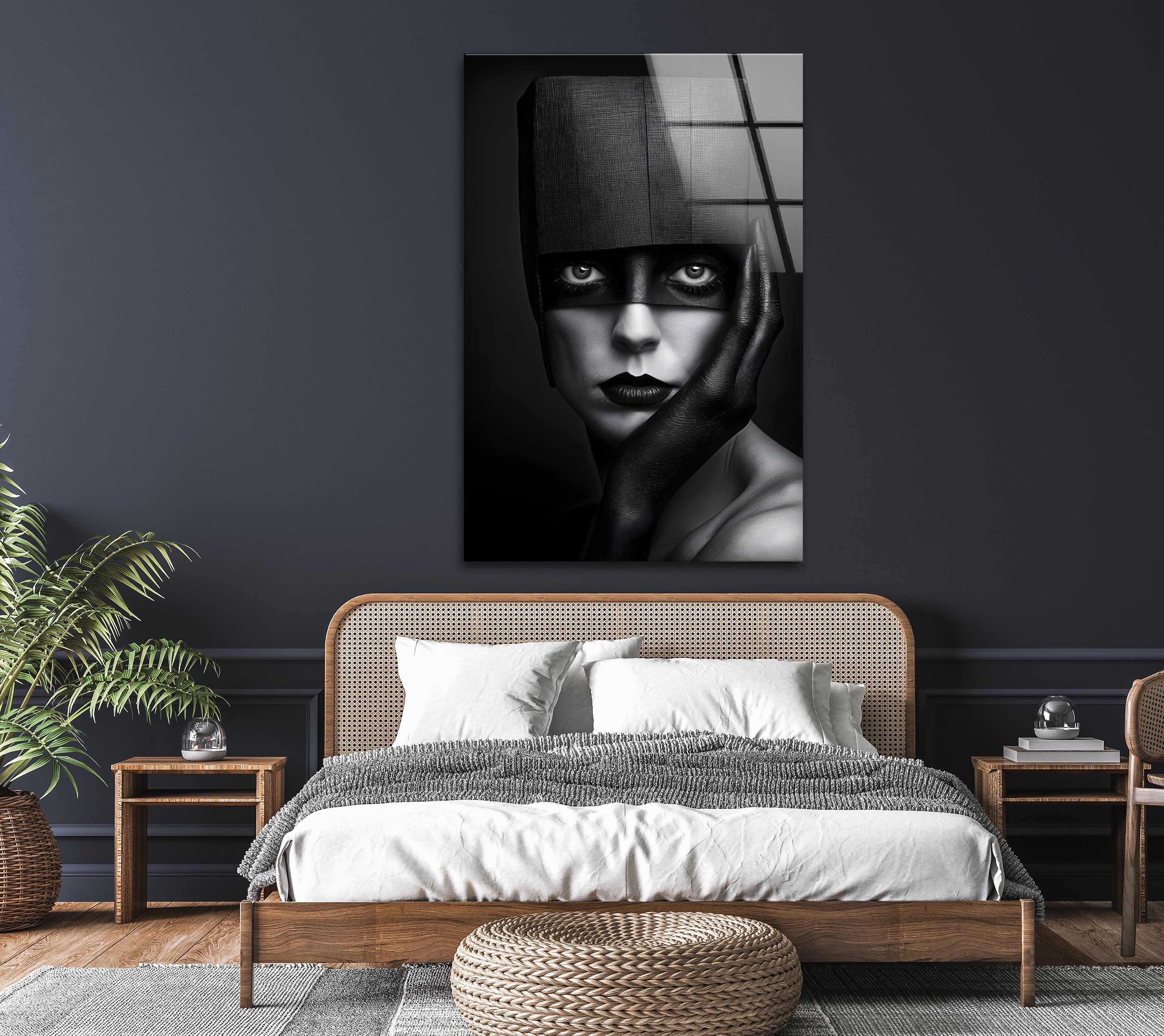 Abstract Portrait Wall Art - Modern Black & White Glass Painting for Living Room, Bedroom & Office Decor | Unique Home & Gift Idea