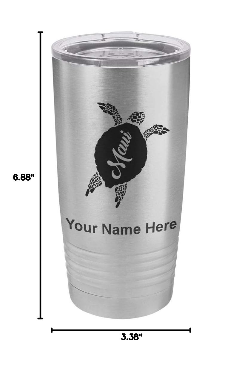 LaserGram 20oz Vacuum Insulated Stainless Steel Tumbler Mug with Personalized Engraving - Maui Sea Turtle Design | Keeps Drinks Hot/Cold for Hours | Perfect for Office, Travel, Gym & Outdoor Activities